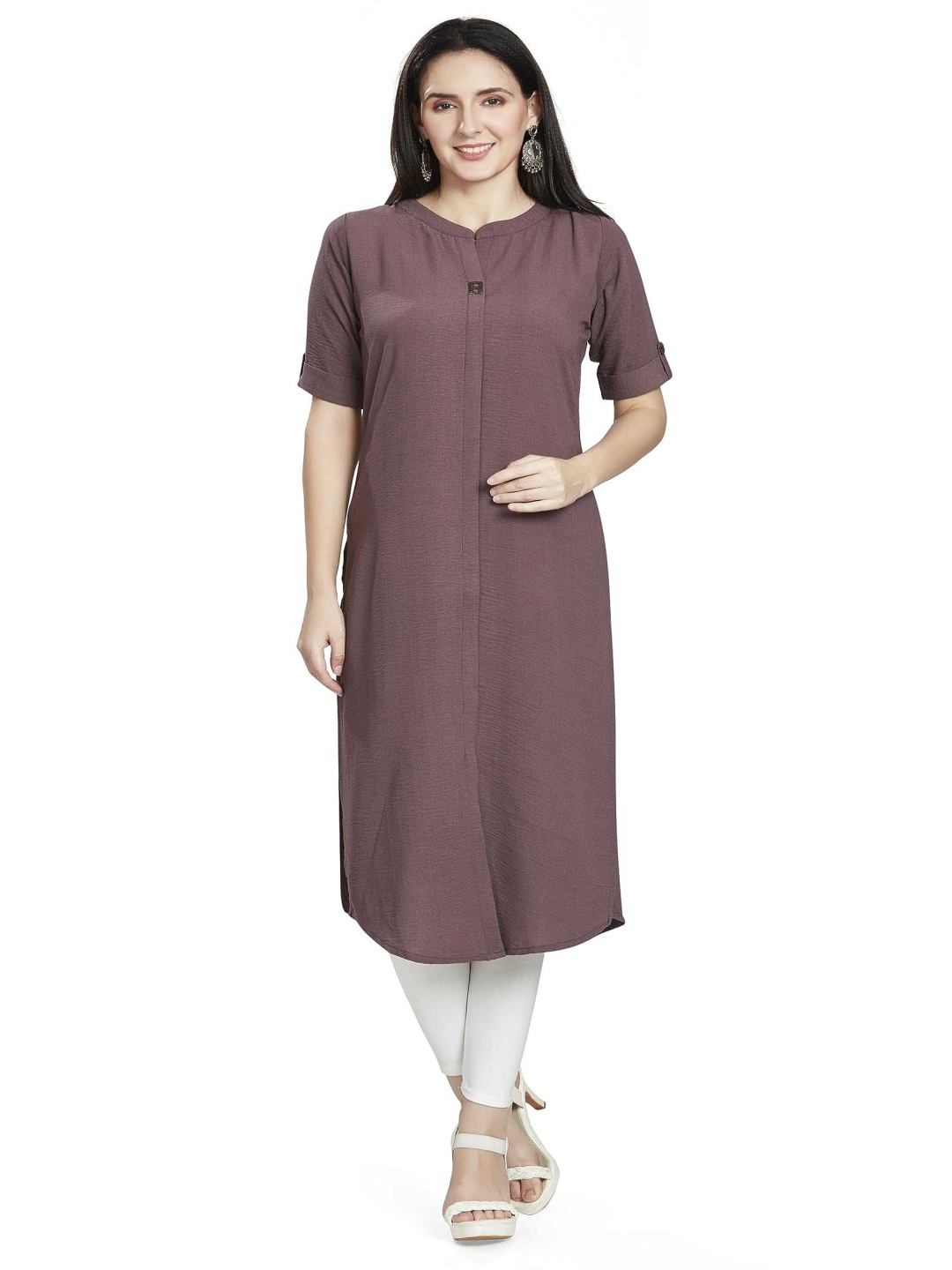 

Nioni Women Sequinned Khadi Kurta, Brown