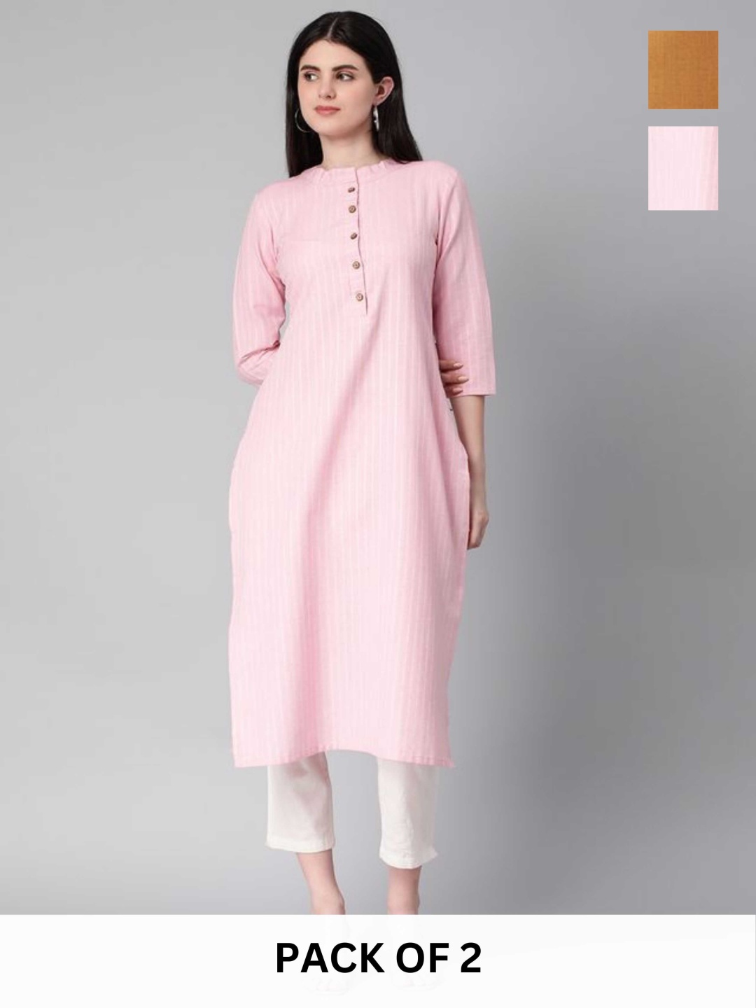 

KALINI Women Checked Kurta, Pink