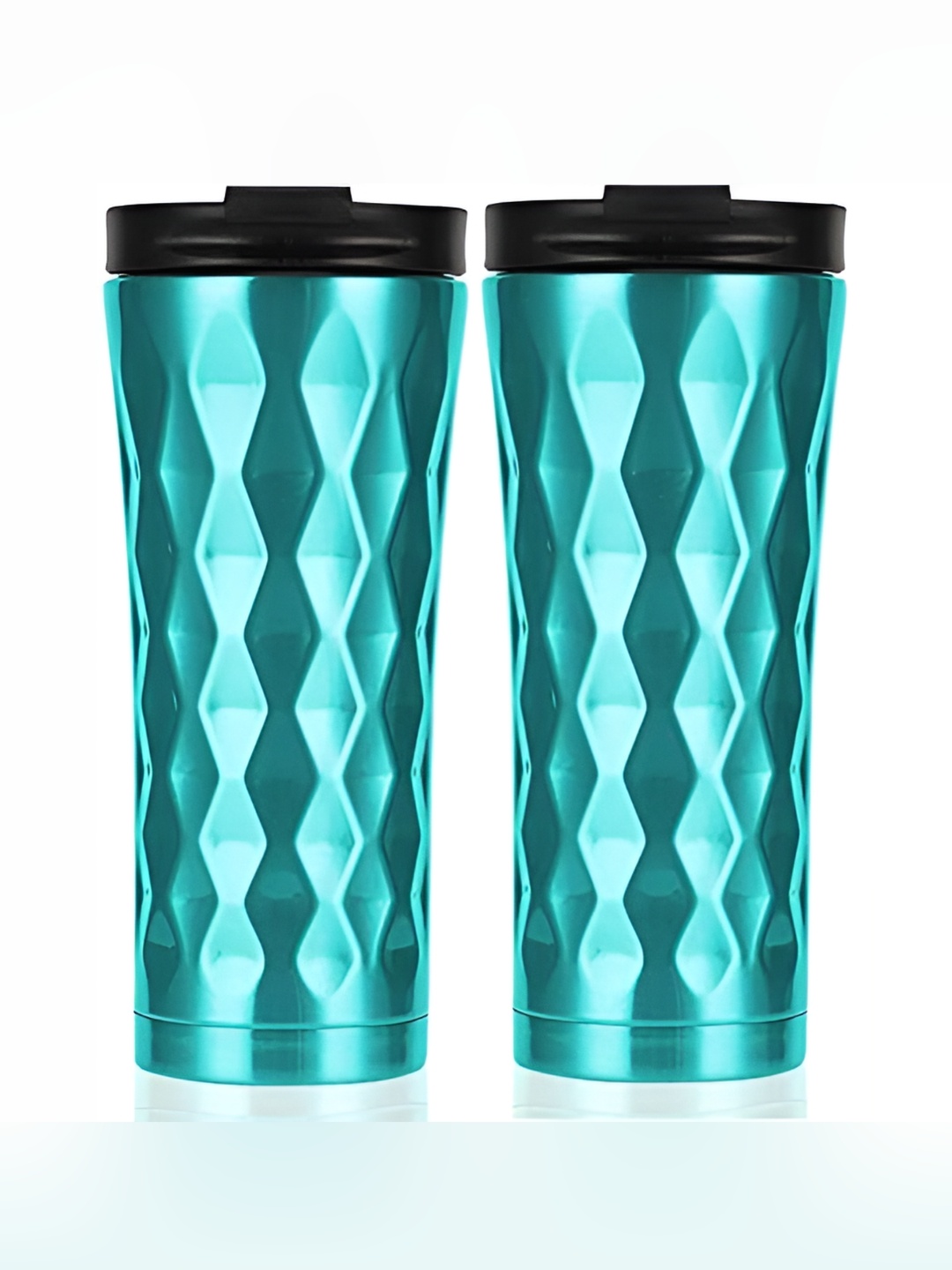 

We3 Green 2 Pieces Textured Stainless Steel Glossy Coffee Tumbler Set 500ml