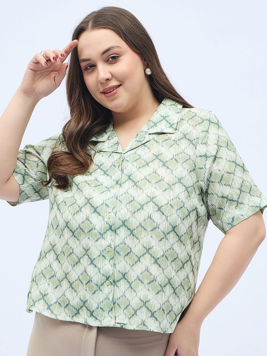 

DressBerry Curve Women Classic Opaque Casual Shirt, Green