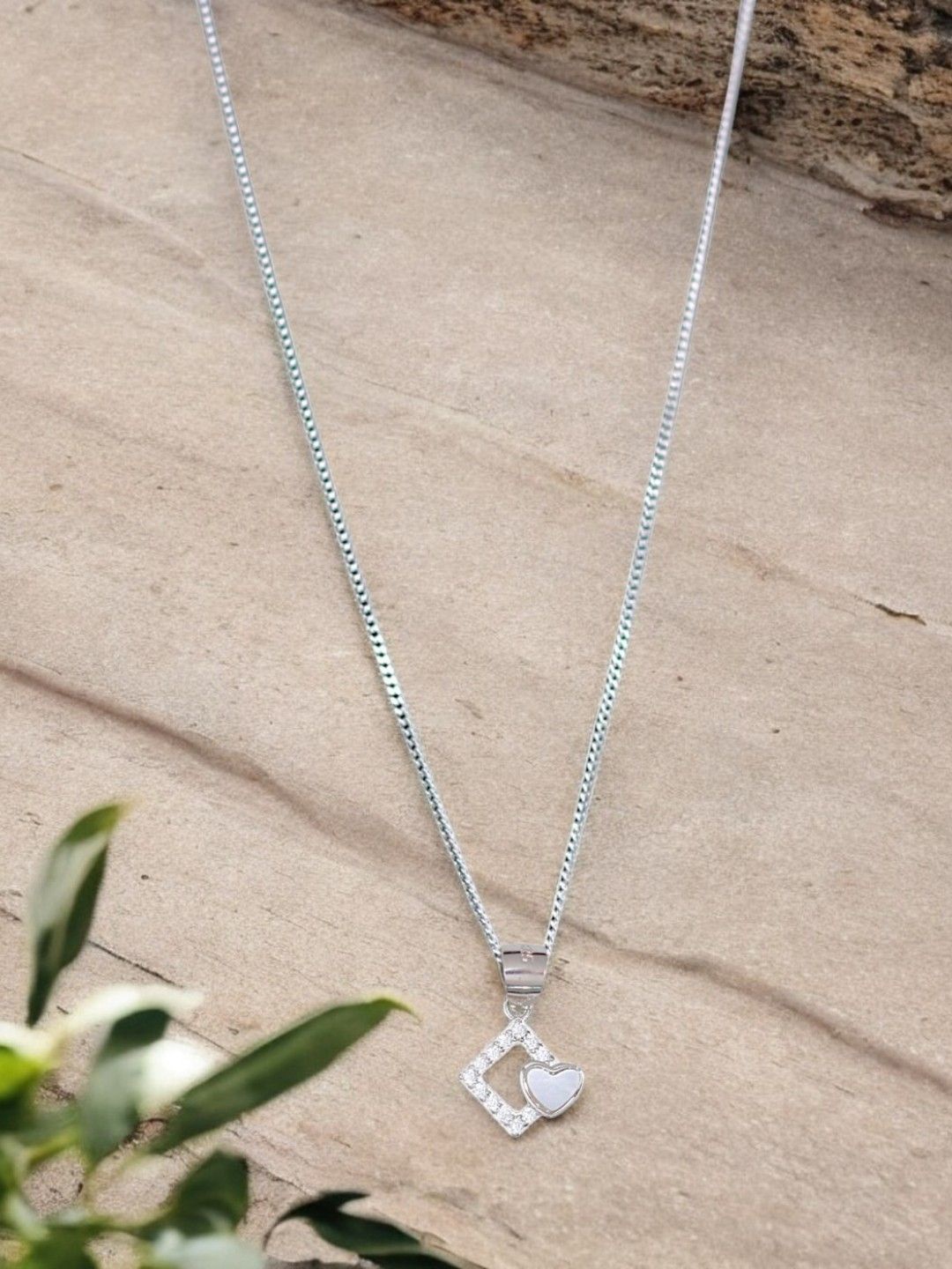 

Taraash Silver-Plated 925 Sterling Silver Square Pendants with Chains