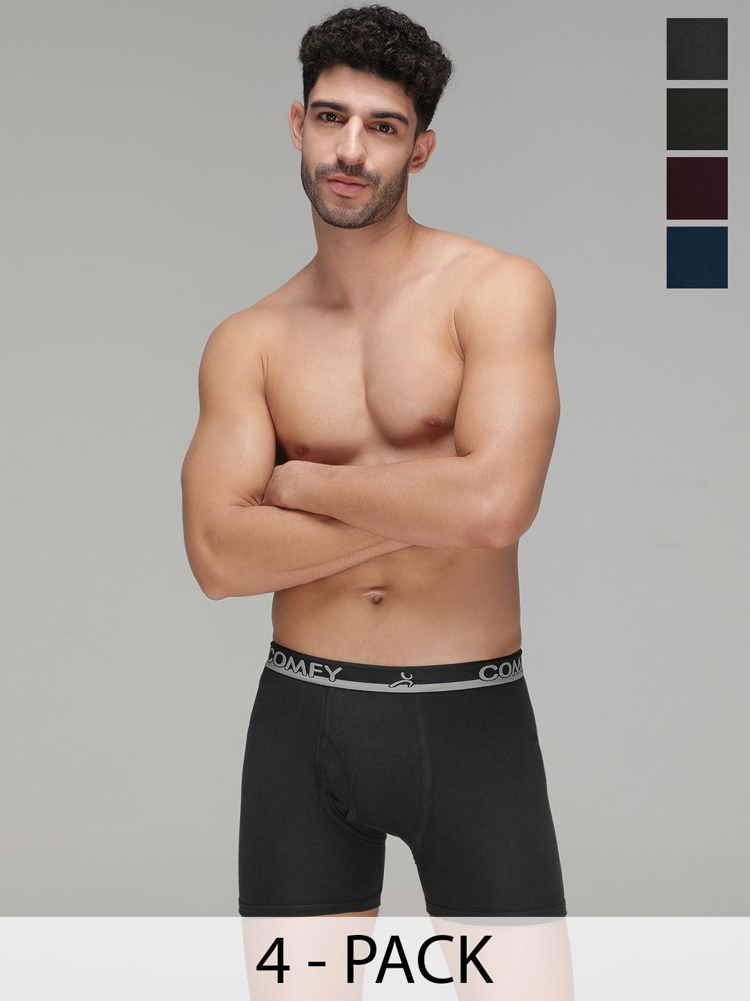 

AMUL COMFY Men Pack Of 4 Assorted Cotton Trunk AC-PLCLRTROE-ASST-100