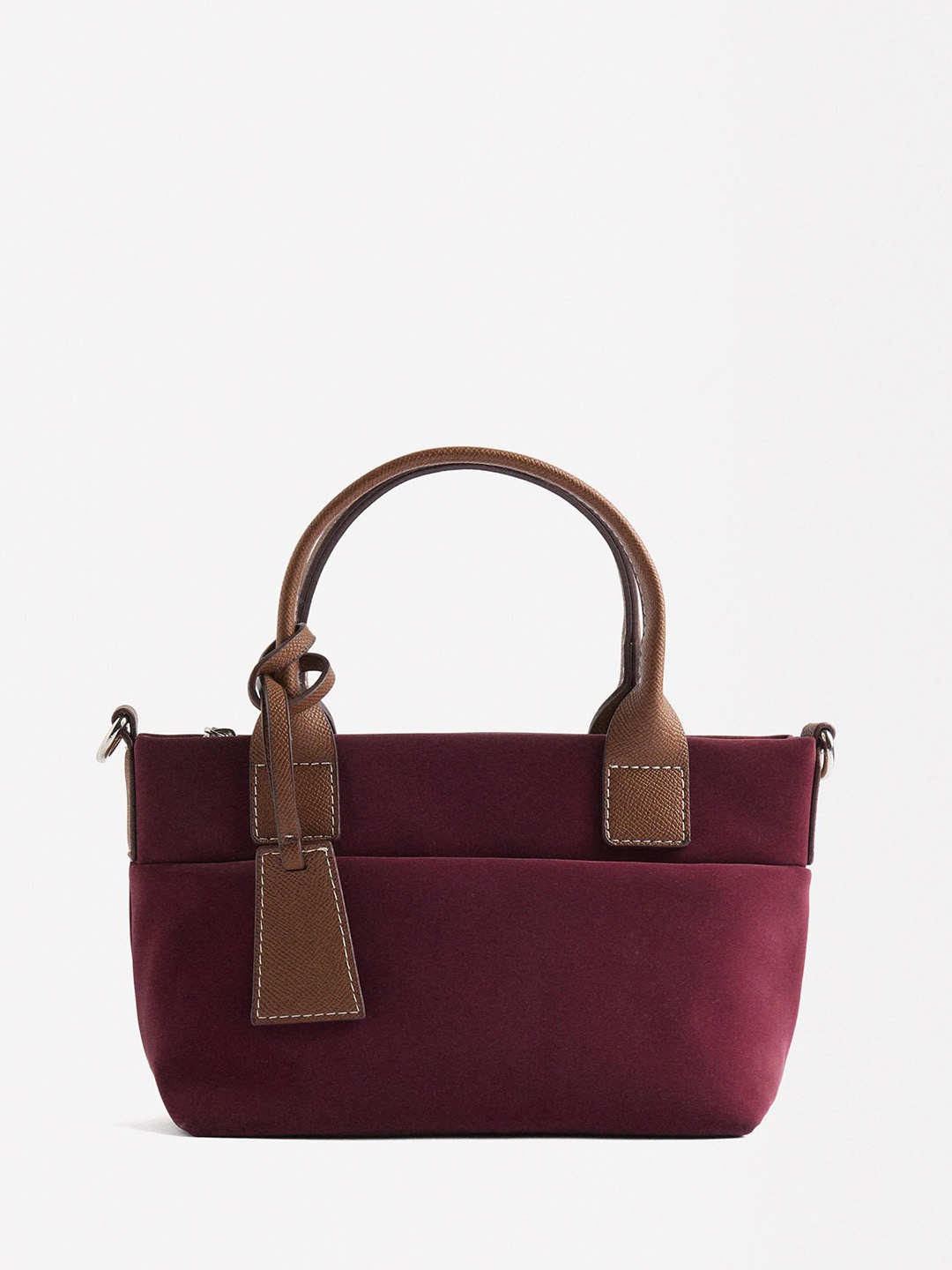 

PARFOIS Structured Handheld Bag with Tasselled, Burgundy