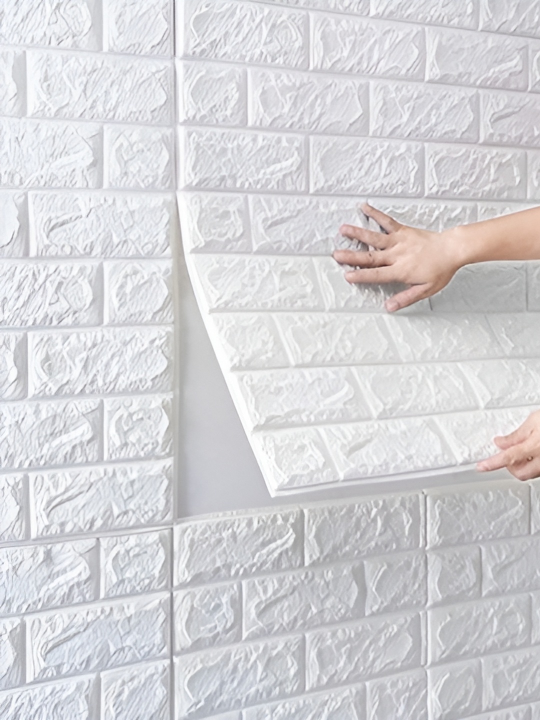 

ANNA CREATIONS White 5 Pieces Brick Printed Waterproof Decorative Wall Sticker