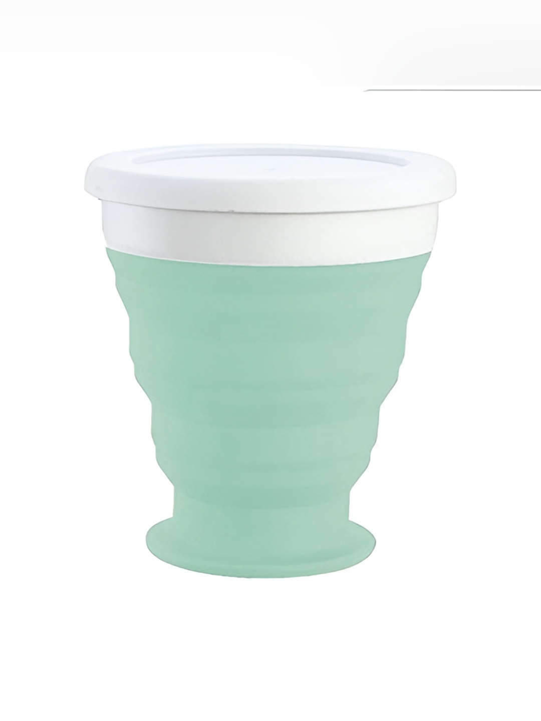 

We3 Green & White Textured Collapsible Cup with Lid-200 ml