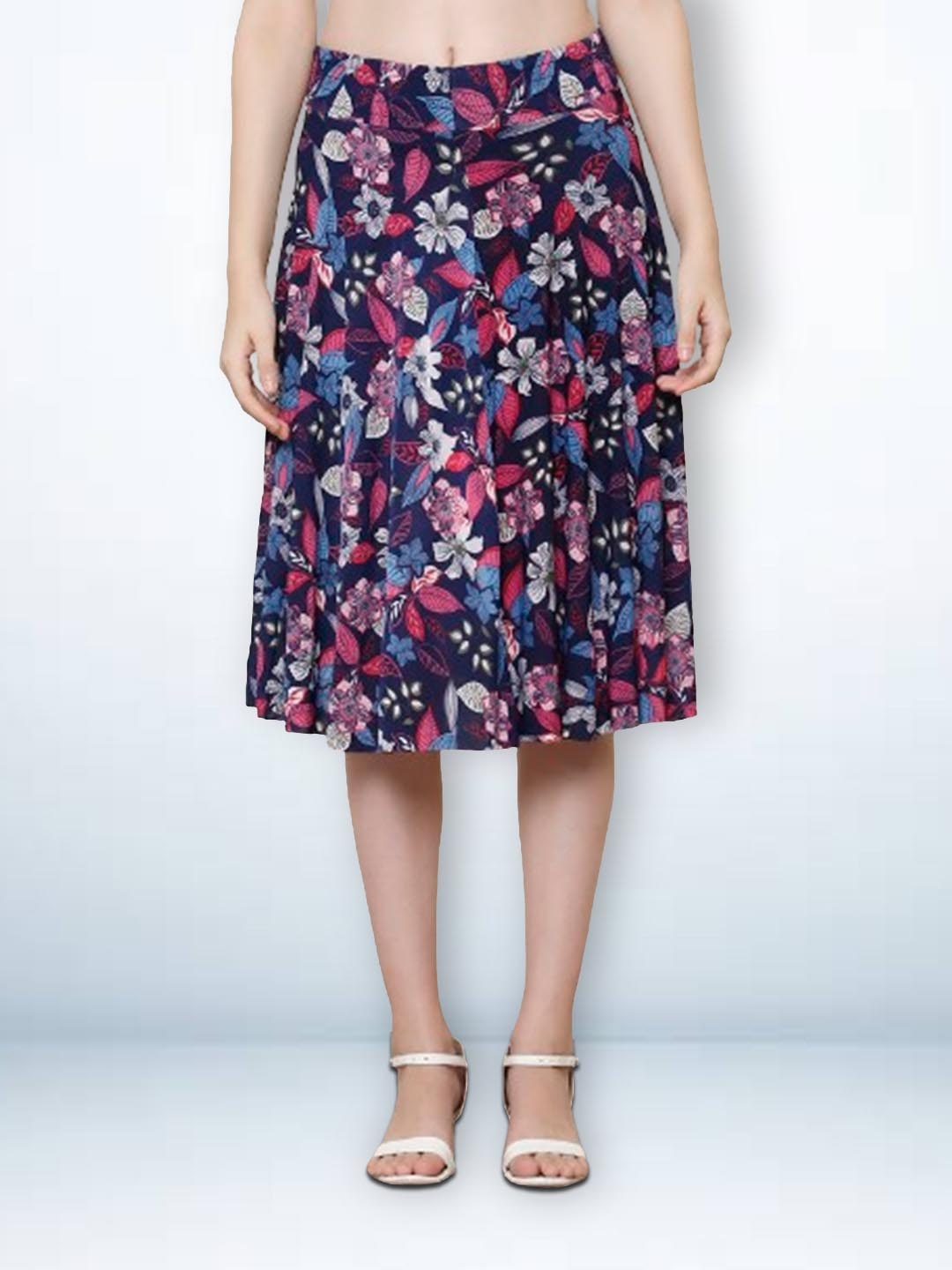

Jinfo Women Floral Printed Flared Skirt, Black