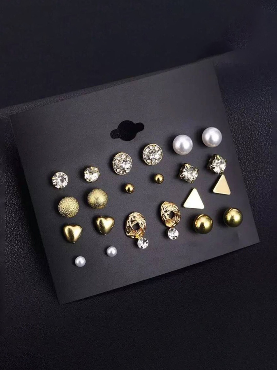 

PolluxCraft Set Of 12 Korean Gold Plated Pearls Contemporary Studs