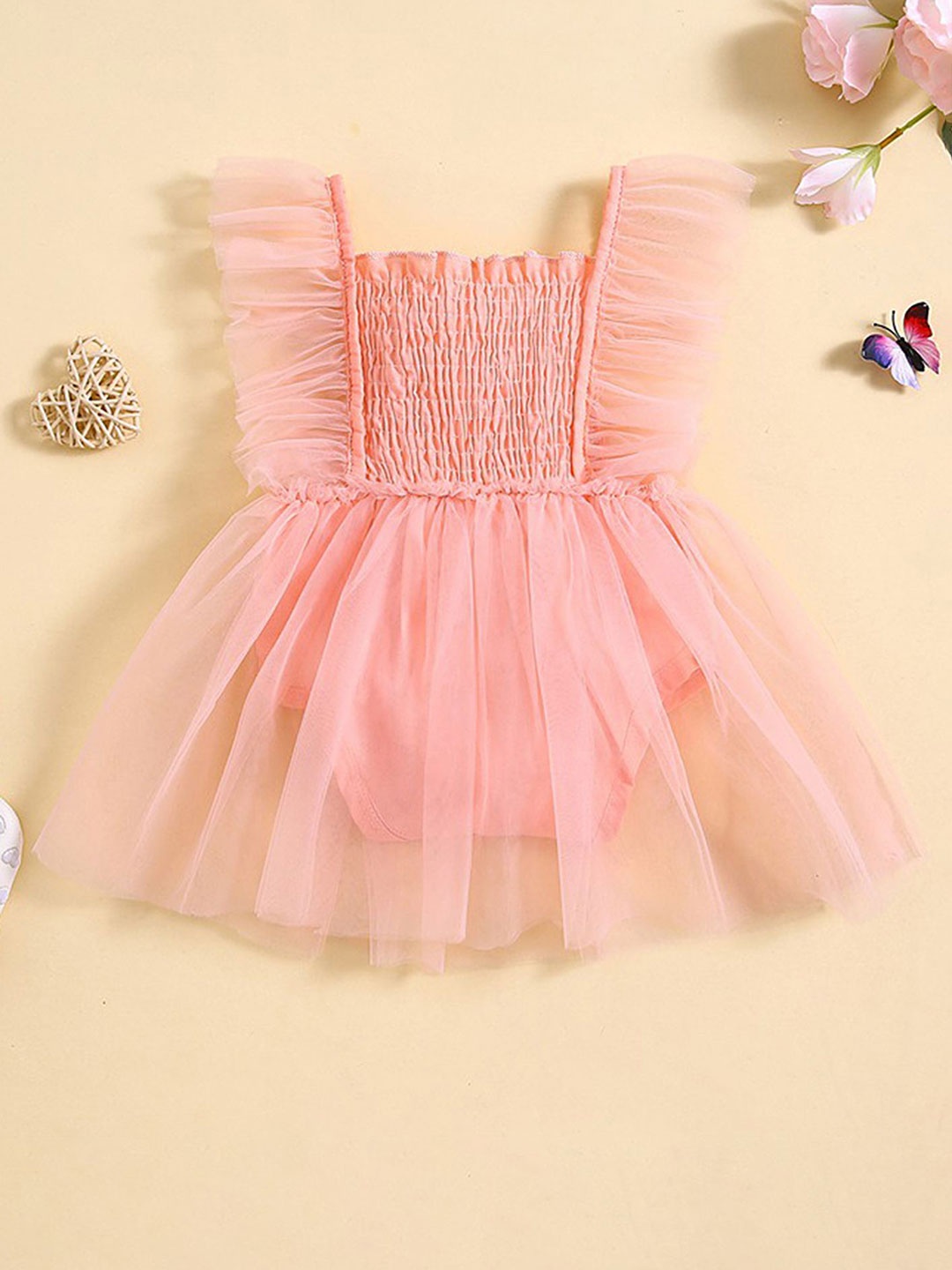 

LULU & SKY Girls Square Neck Fit & Flare Knee Length Dress, Pink