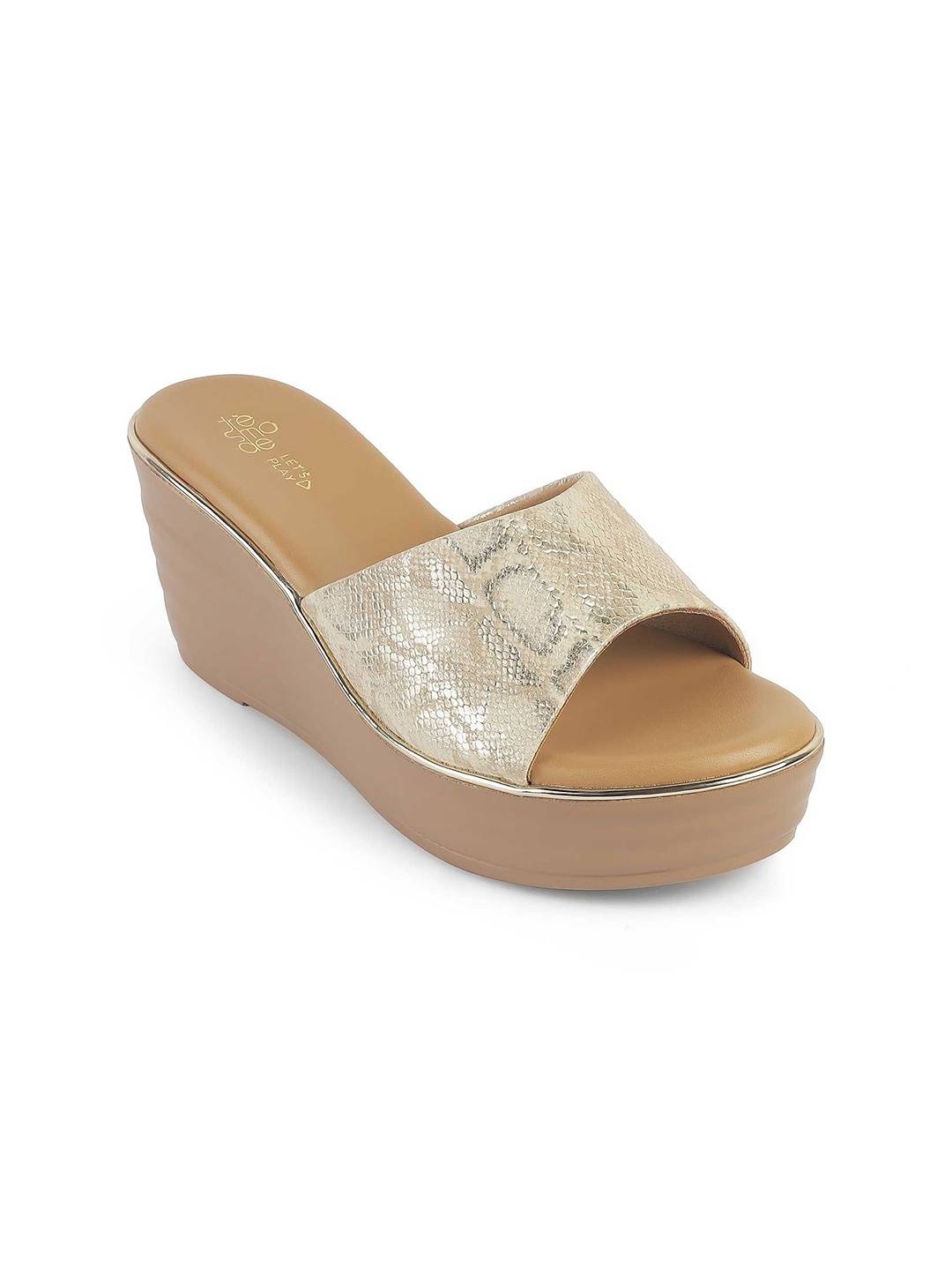 

Tresmode Women AVDA Open Toe Wedge Heel Sandals, Gold