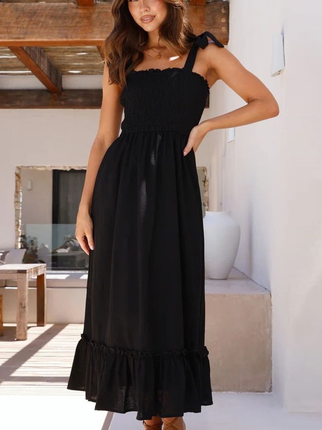 

LULU & SKY Fit & Flare Midi Dress, Black