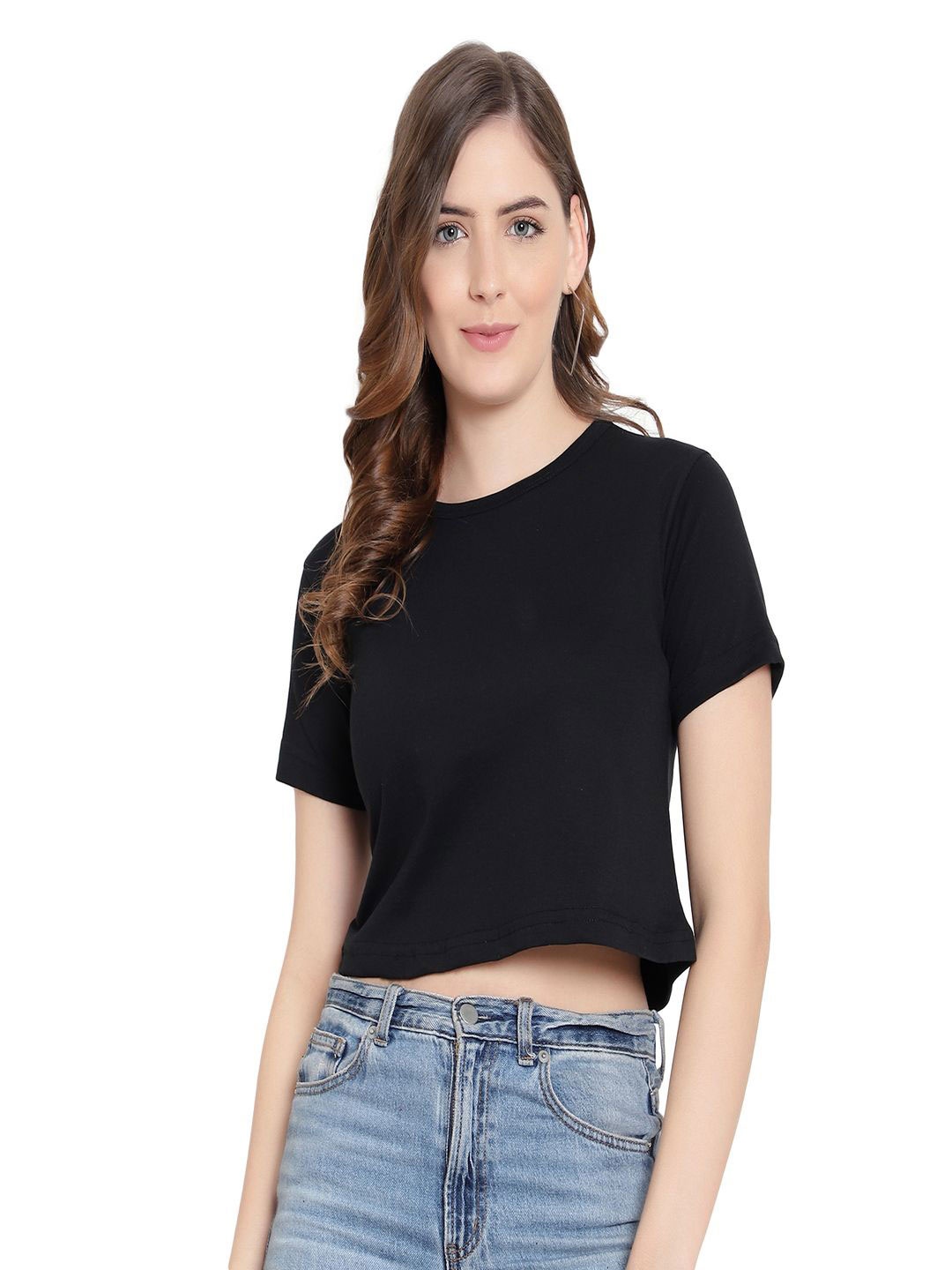 

DEEPMAYRA COLLECTION Women Cotton Crop Top, Black