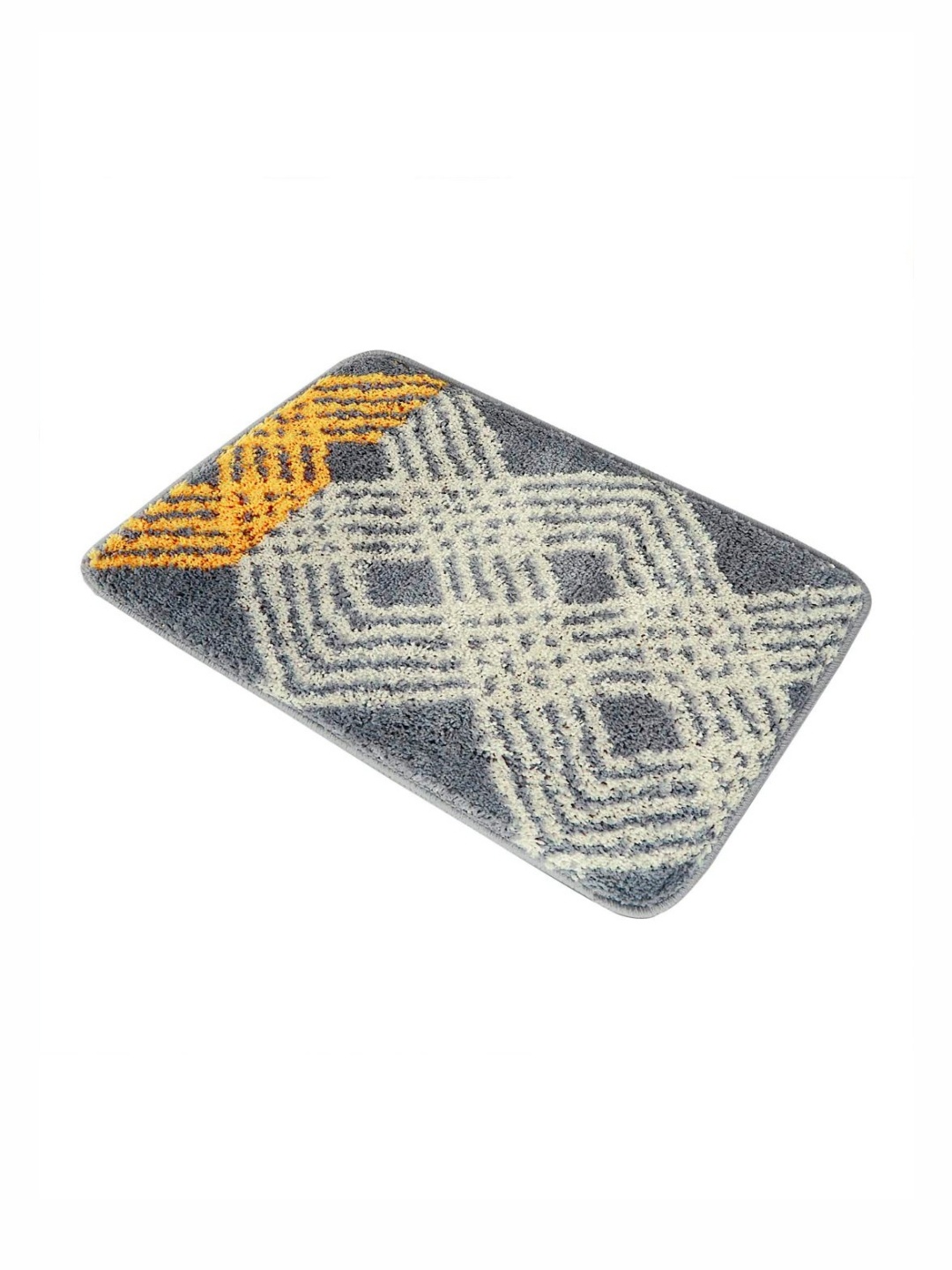 

HOKIPO Grey & Off White Patterned Microfibre 2800 GSM Bath Rugs