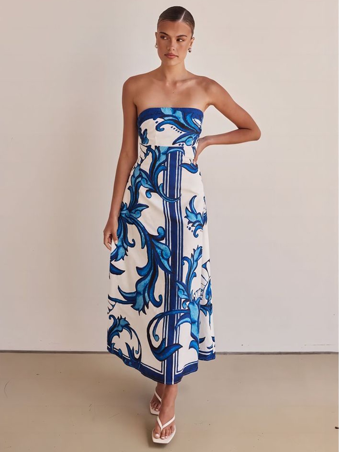 

LULU & SKY Floral Print Maxi Dress, Blue