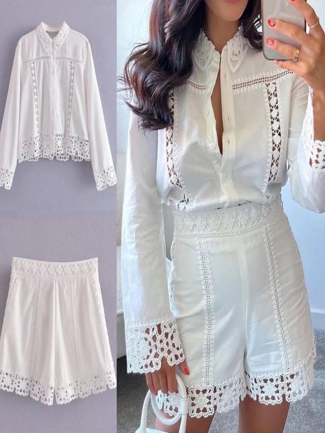 

MADE FOR HER LABEL Embroidered Cotton Shirt With Trouser Co-Ords, White