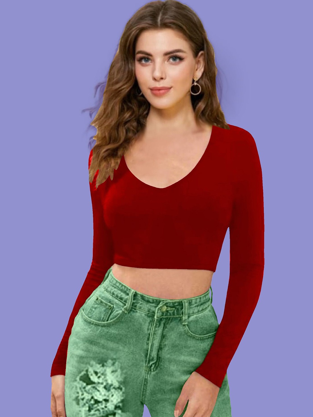 

Dream Beauty Fashion Women Fitted Crop Top, Red
