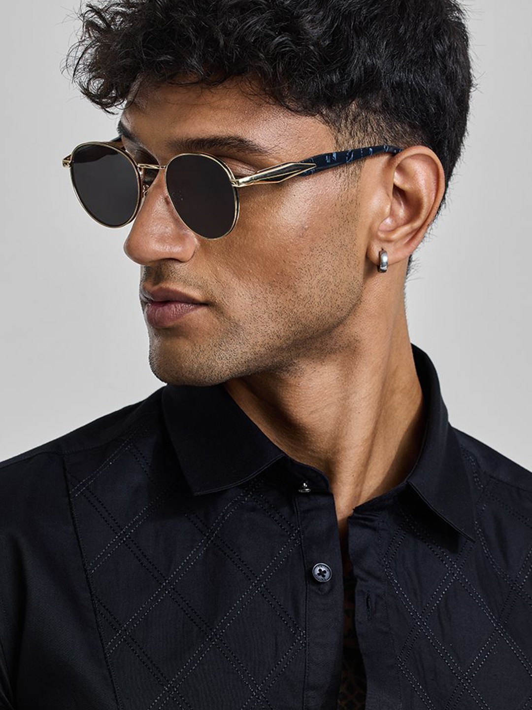 

Snitch Men Stylish Round Golden Sunglasses SN0042, Gold