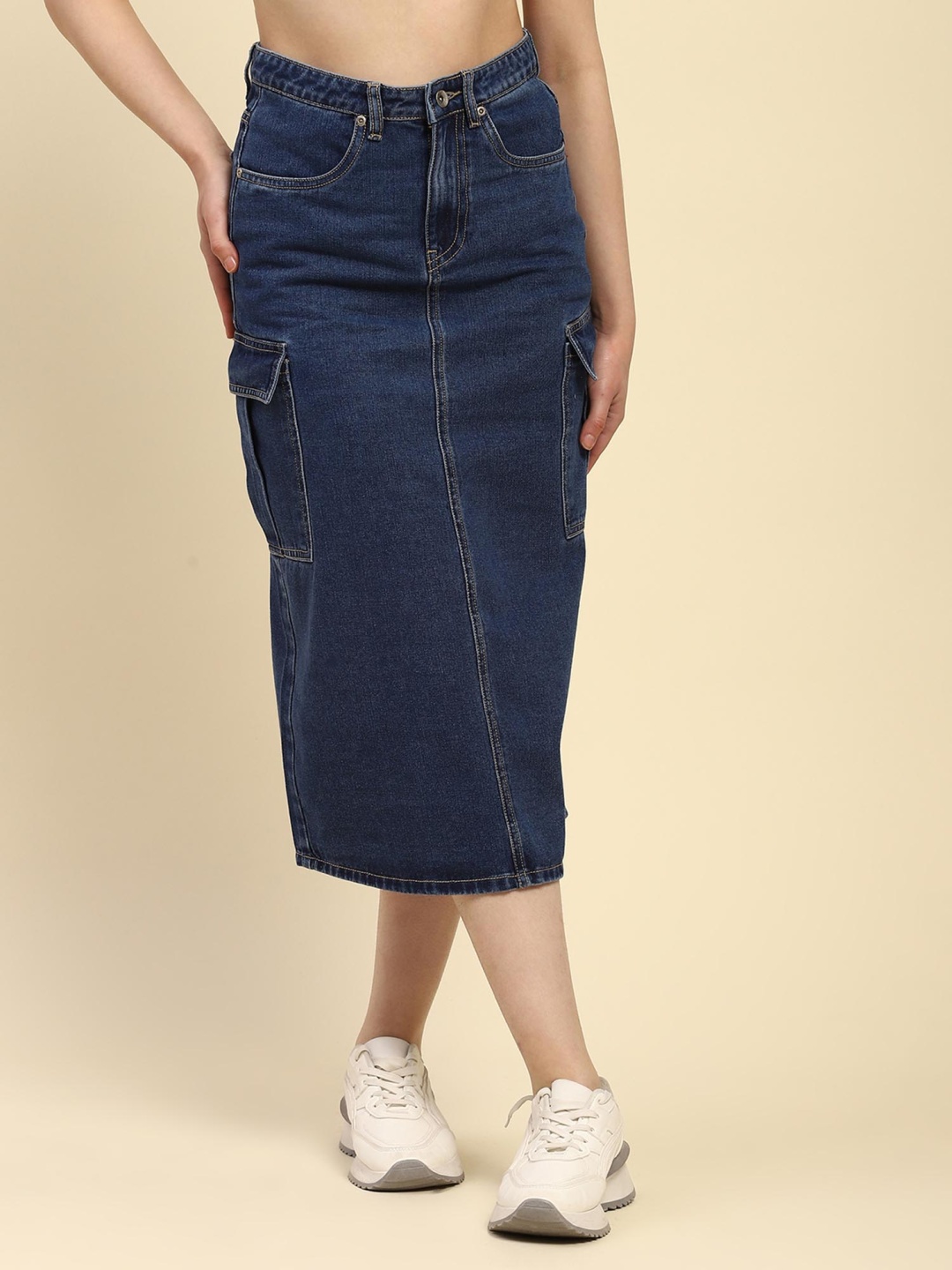 

Global Republic Slim Fit High Waist Skirt, Blue
