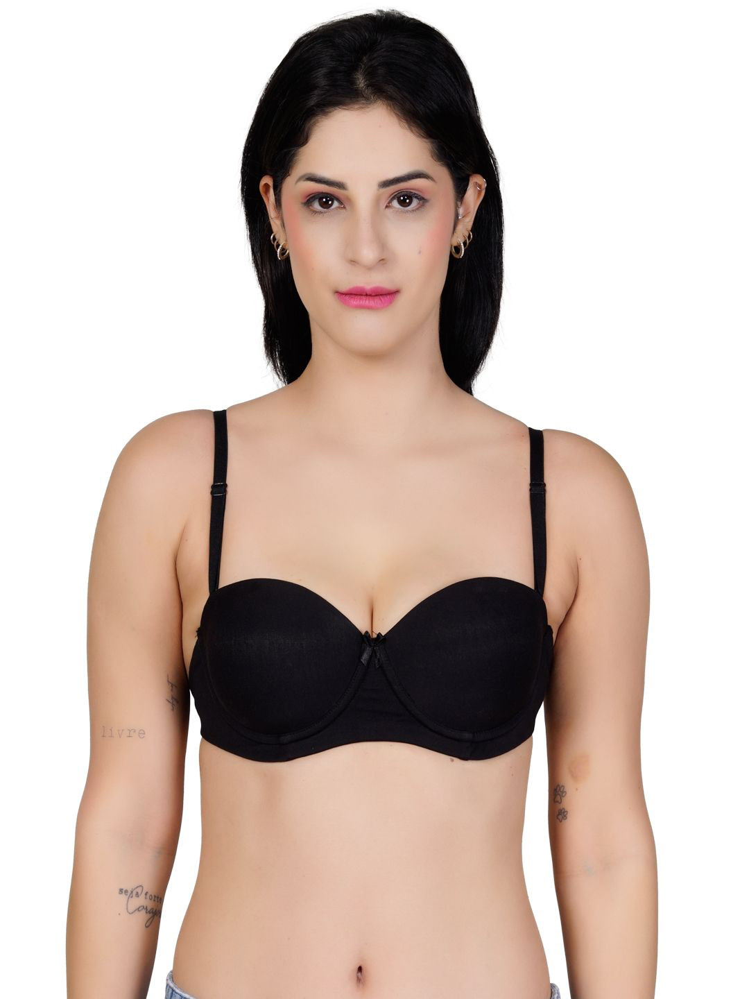 

LACYLUXE Women T-shirt Half Coverage Underwired Lightly Padded Bra, Black
