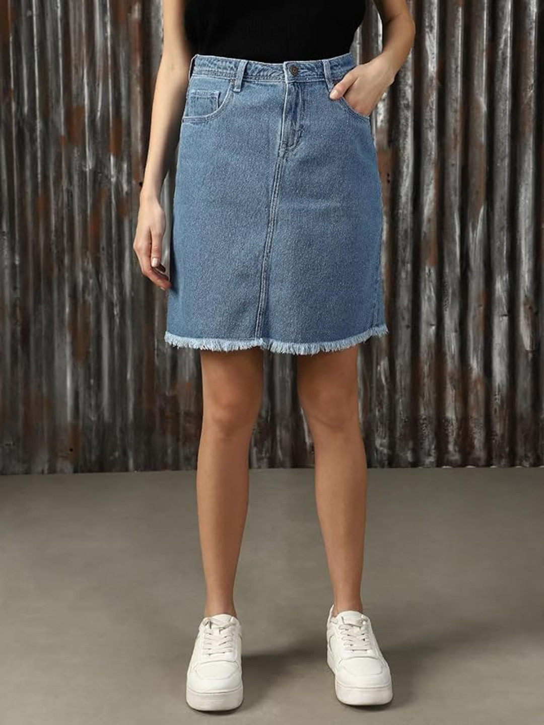 

KATECLO Women Denim Above Knee Skirt, Blue