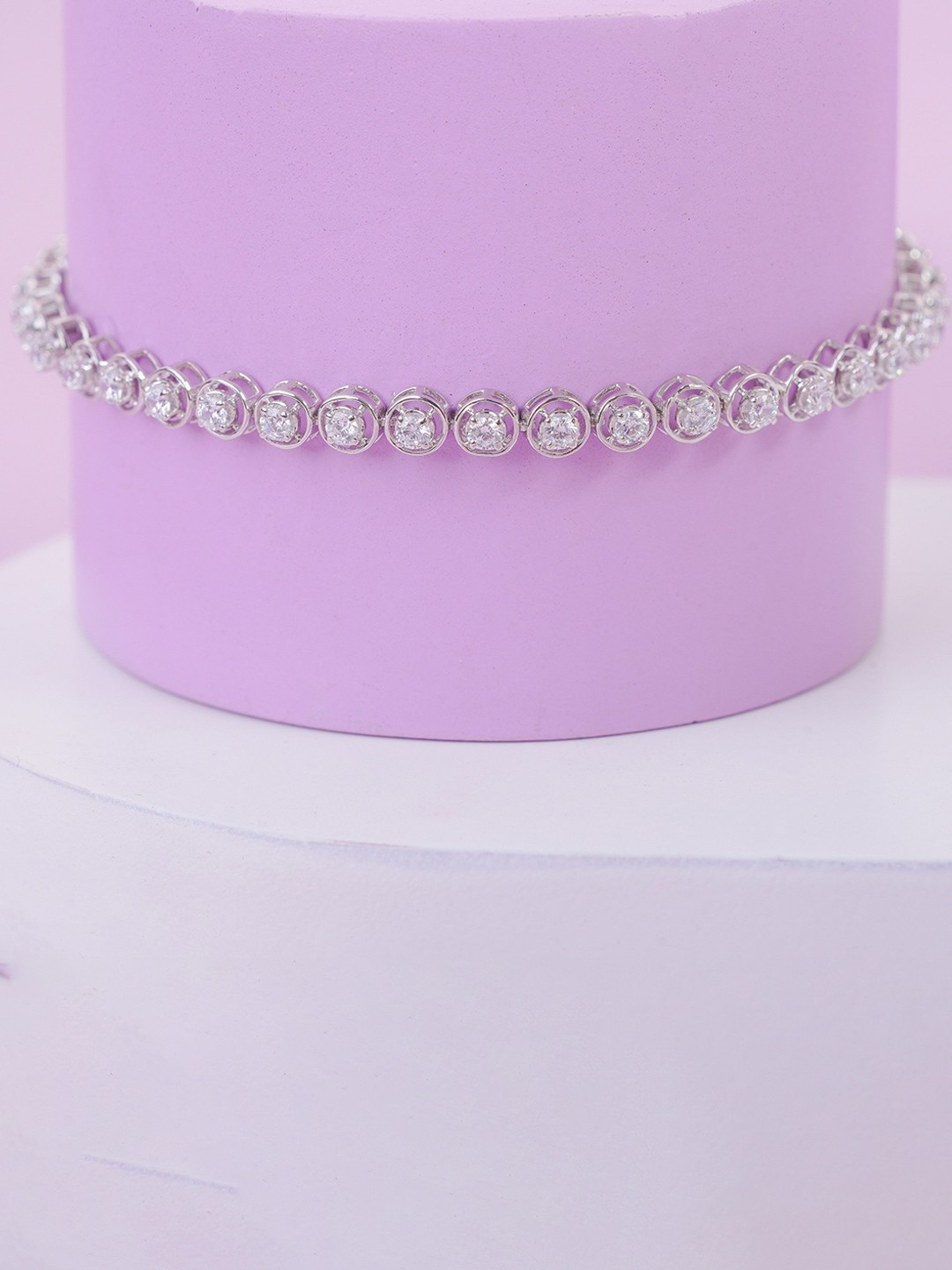 

KIORAH Women Sterling Silver Silver-Plated Link Bracelet