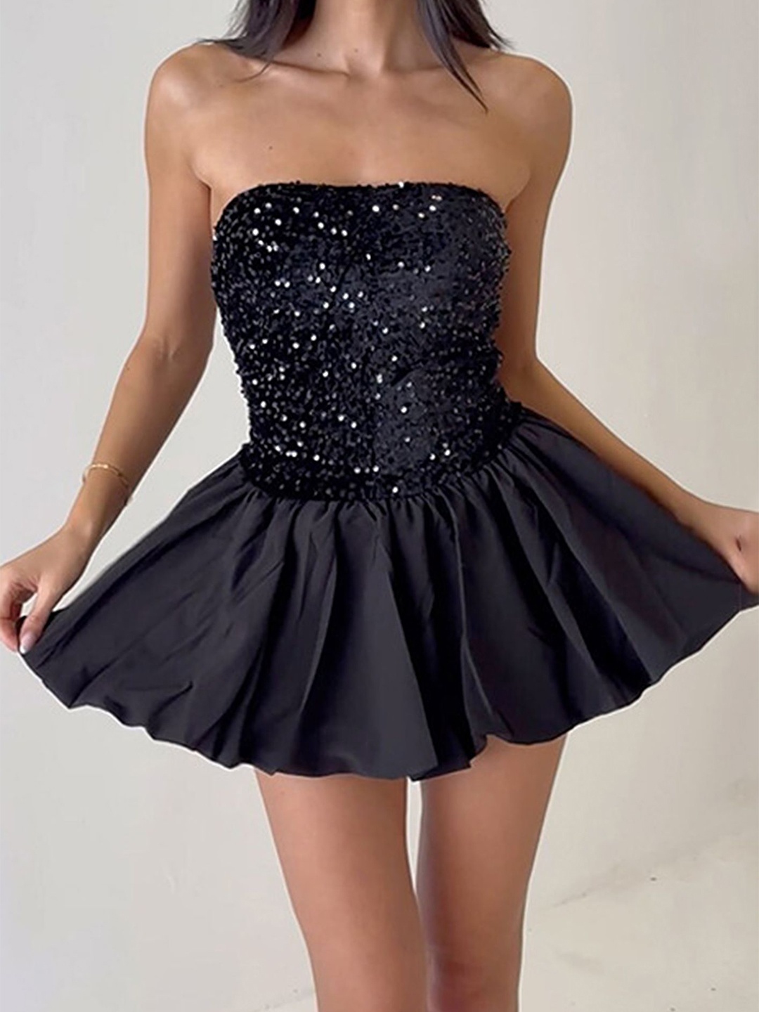 

LULU & SKY Women Embellished Fit & Flare Mini Dress, Black