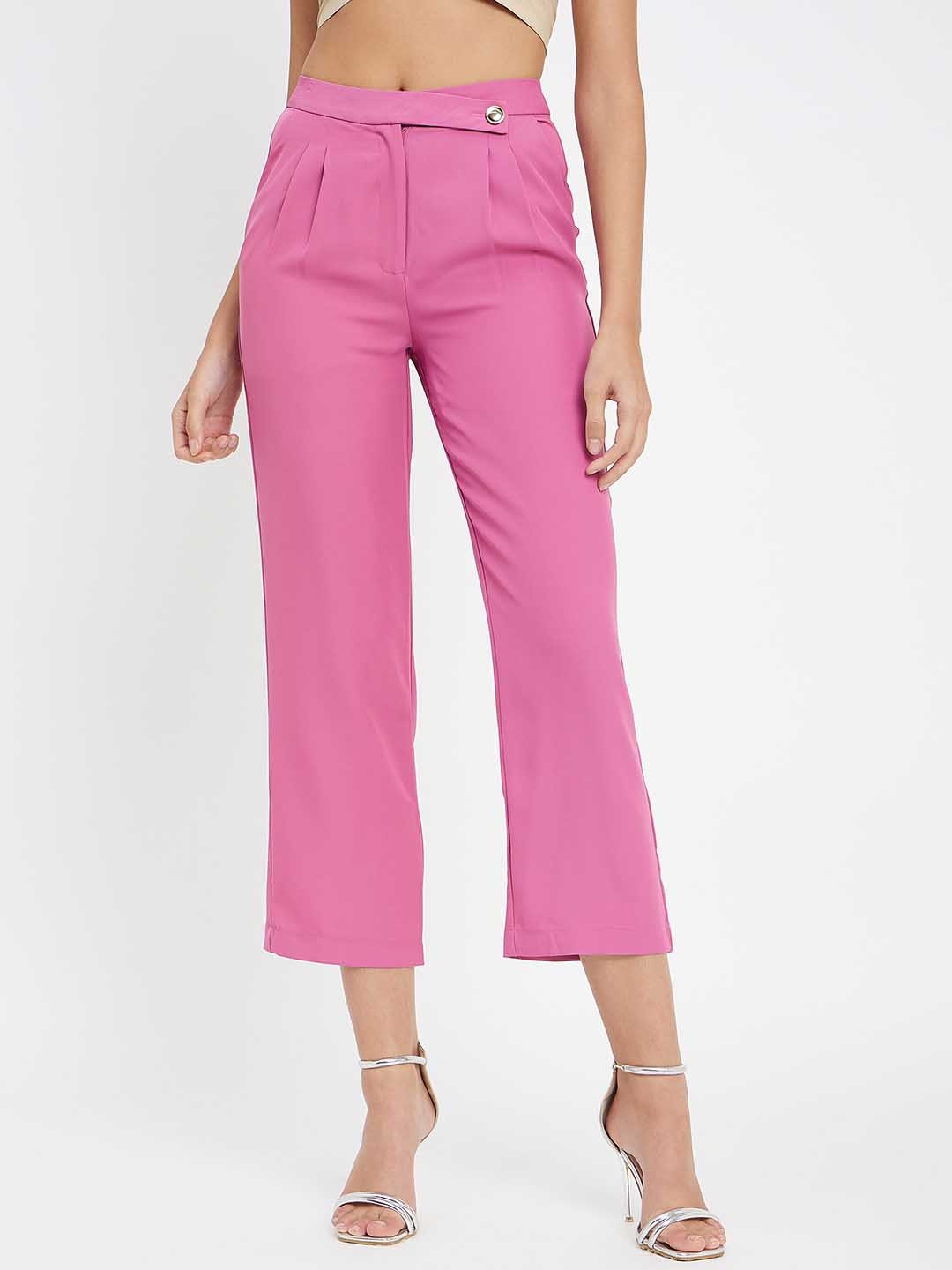 

Madame Women Pleated Culottes Trousers, Pink