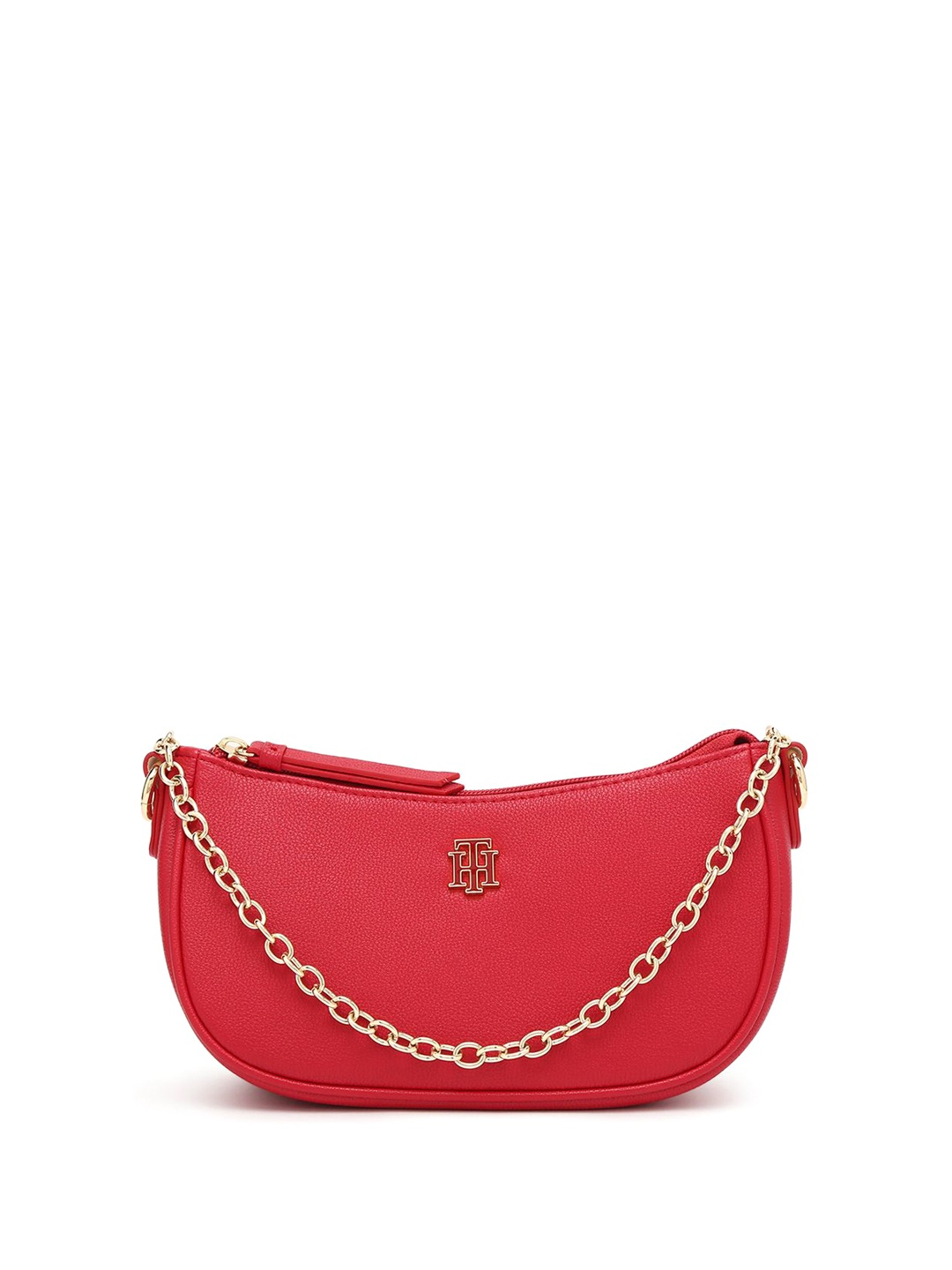 

Tommy Hilfiger Colourblocked PU Swagger Sling Bag with Bow Detail, Red