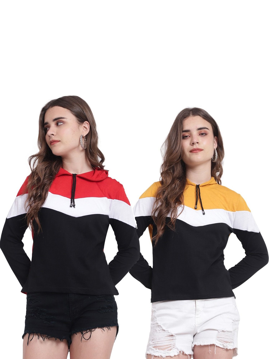 

DEEPMAYRA COLLECTION Women 2 Colourblocked V-Neck T-shirt, Multi