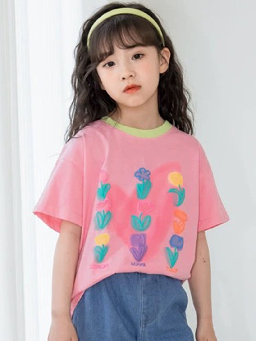 

LULU & SKY Girls Raw Edge T-shirt, Pink