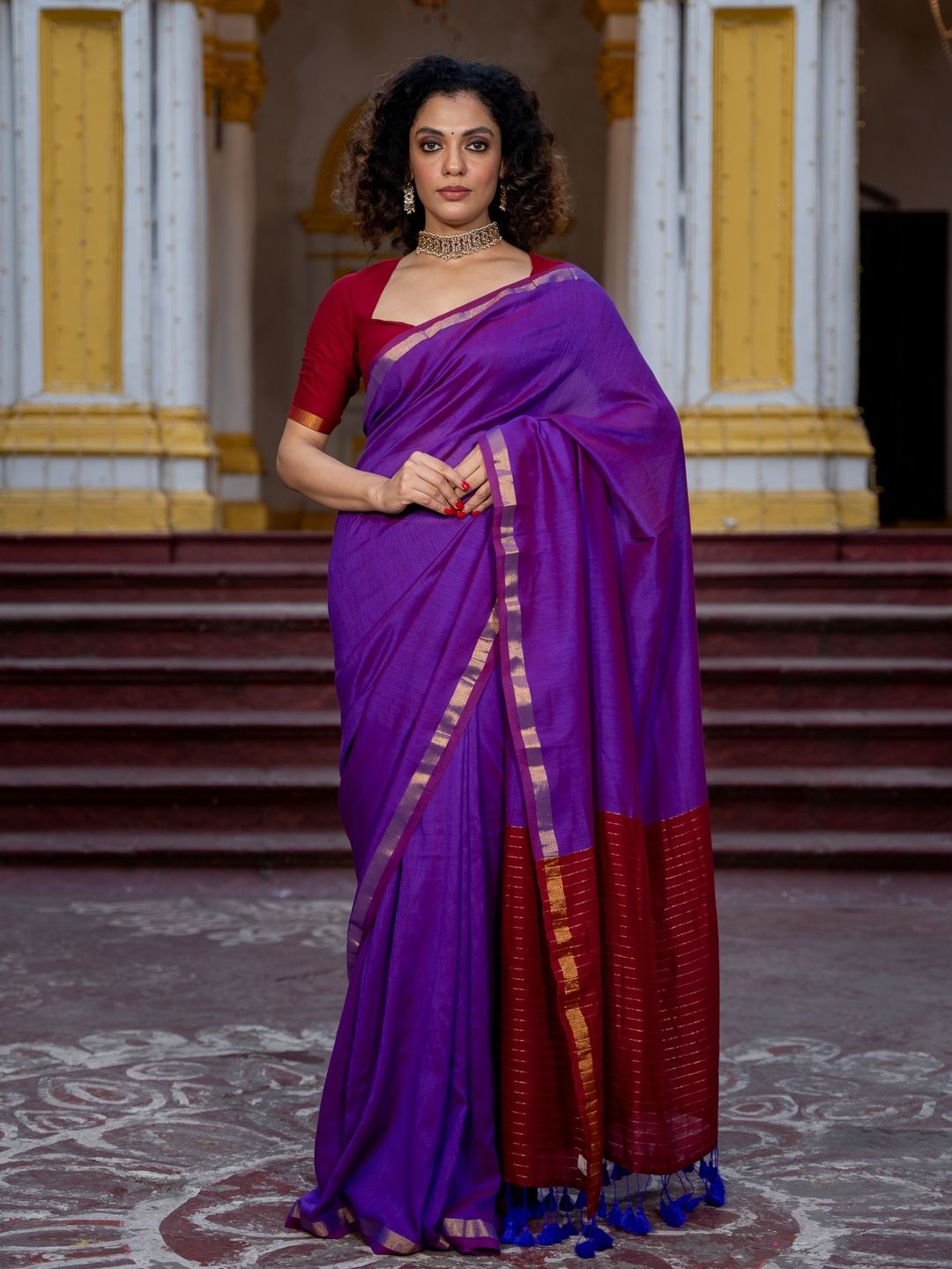 

Suta Women Cotton Blend Saree, Purple