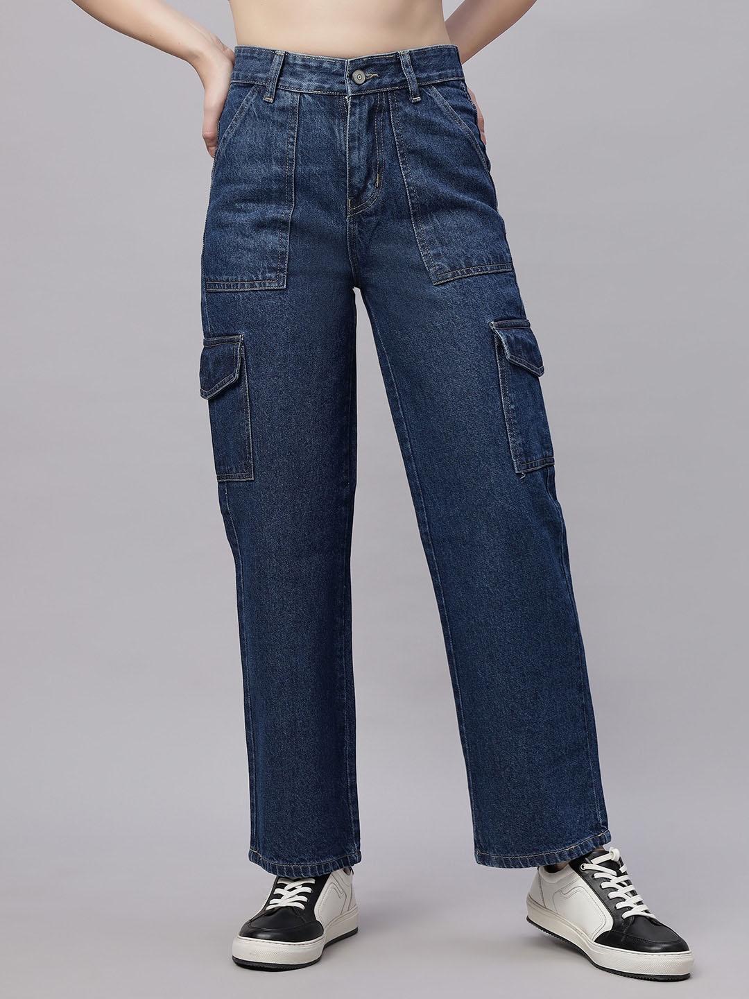 

ZUYA Women Straight Fit 6-Pocket Cotton Cargo, Blue