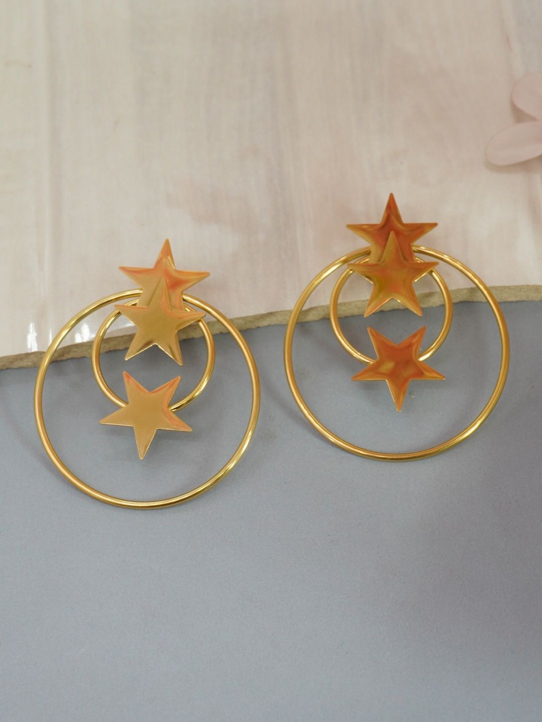 

Niscka Gold-Plated Contemporary Drop Earrings