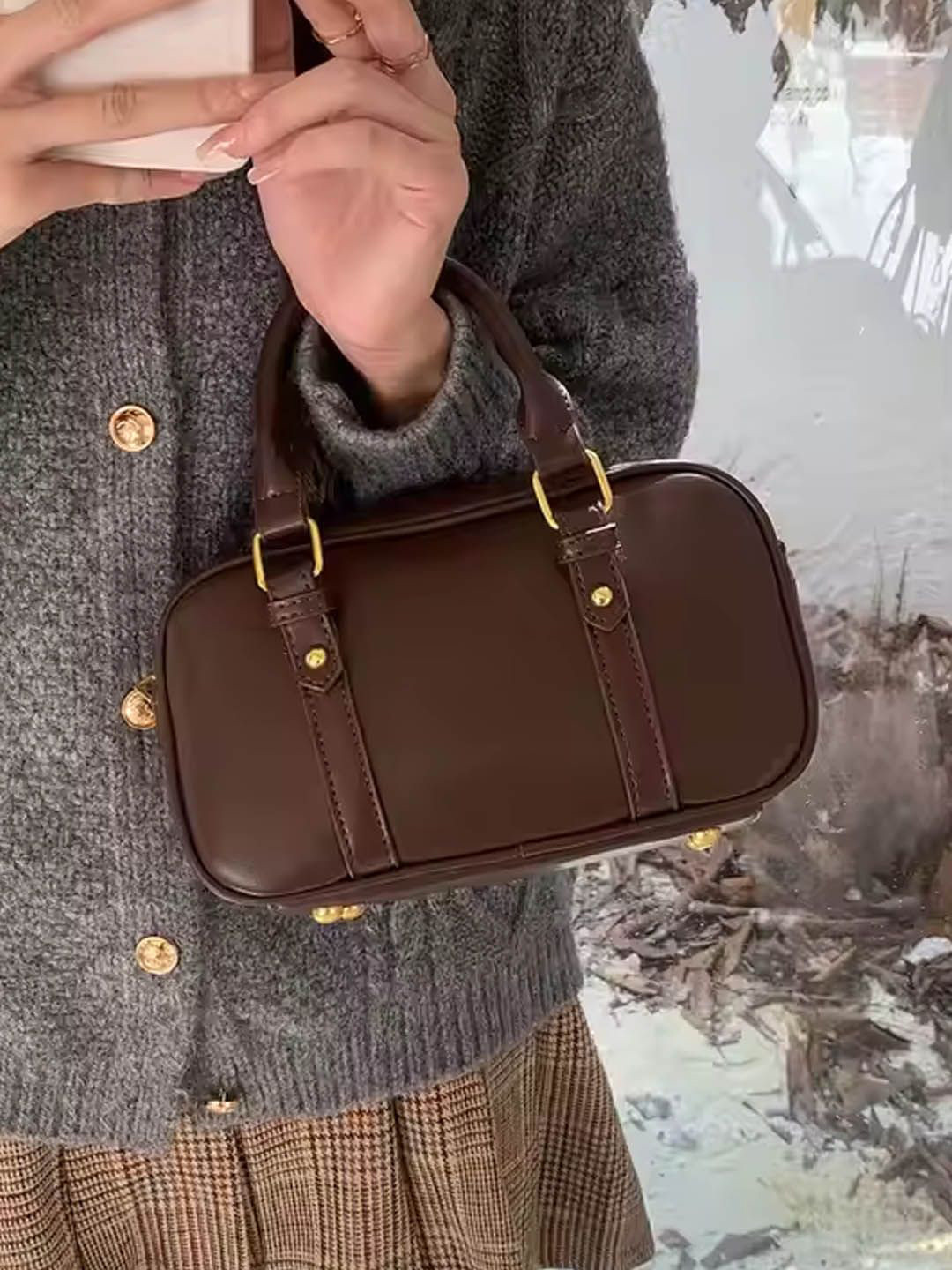 

StyleCast Structured Handheld Bag with Tasselled, Brown