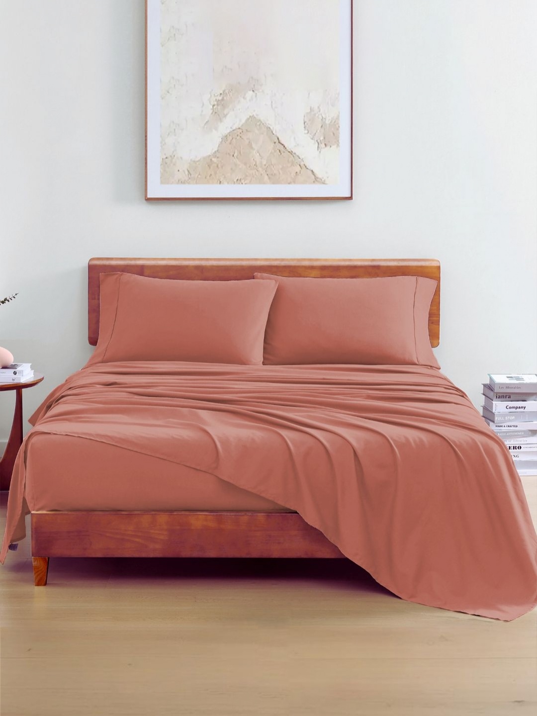 

LANE LINEN Red 144 TC King Bedsheet with 2 Pillow Covers