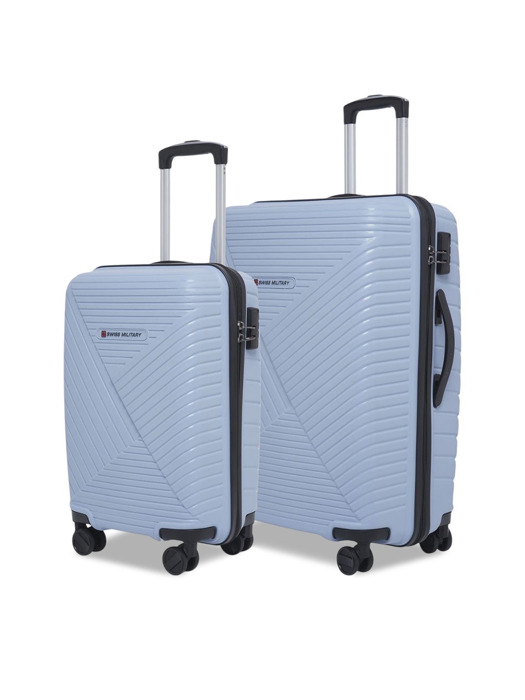

SWISS MILITARY Textured Zurich Spinner Set Of 2 Lightweight Medium & Small Trolley Bag, Grey