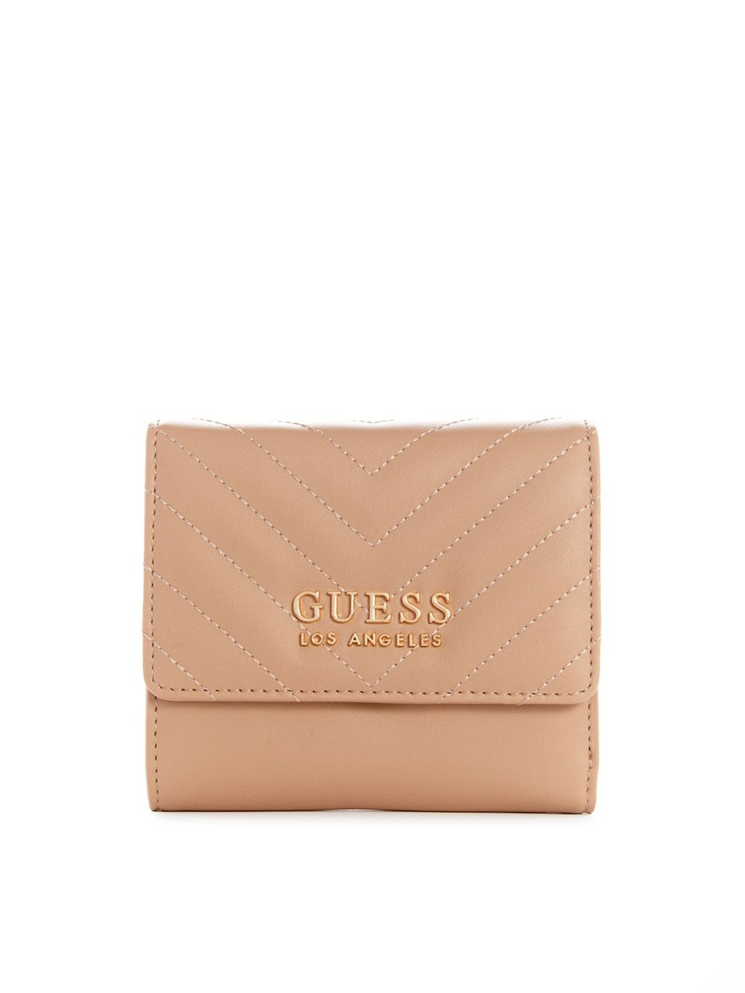 

GUESS Women Saranac PU Three Fold Wallet, Beige