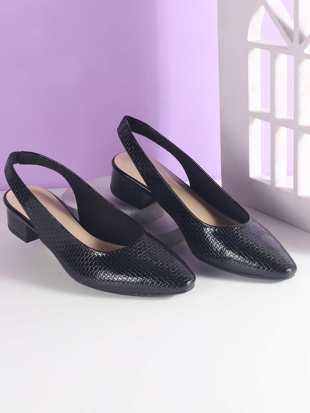 

Mochi Textured Block Pumps, Black