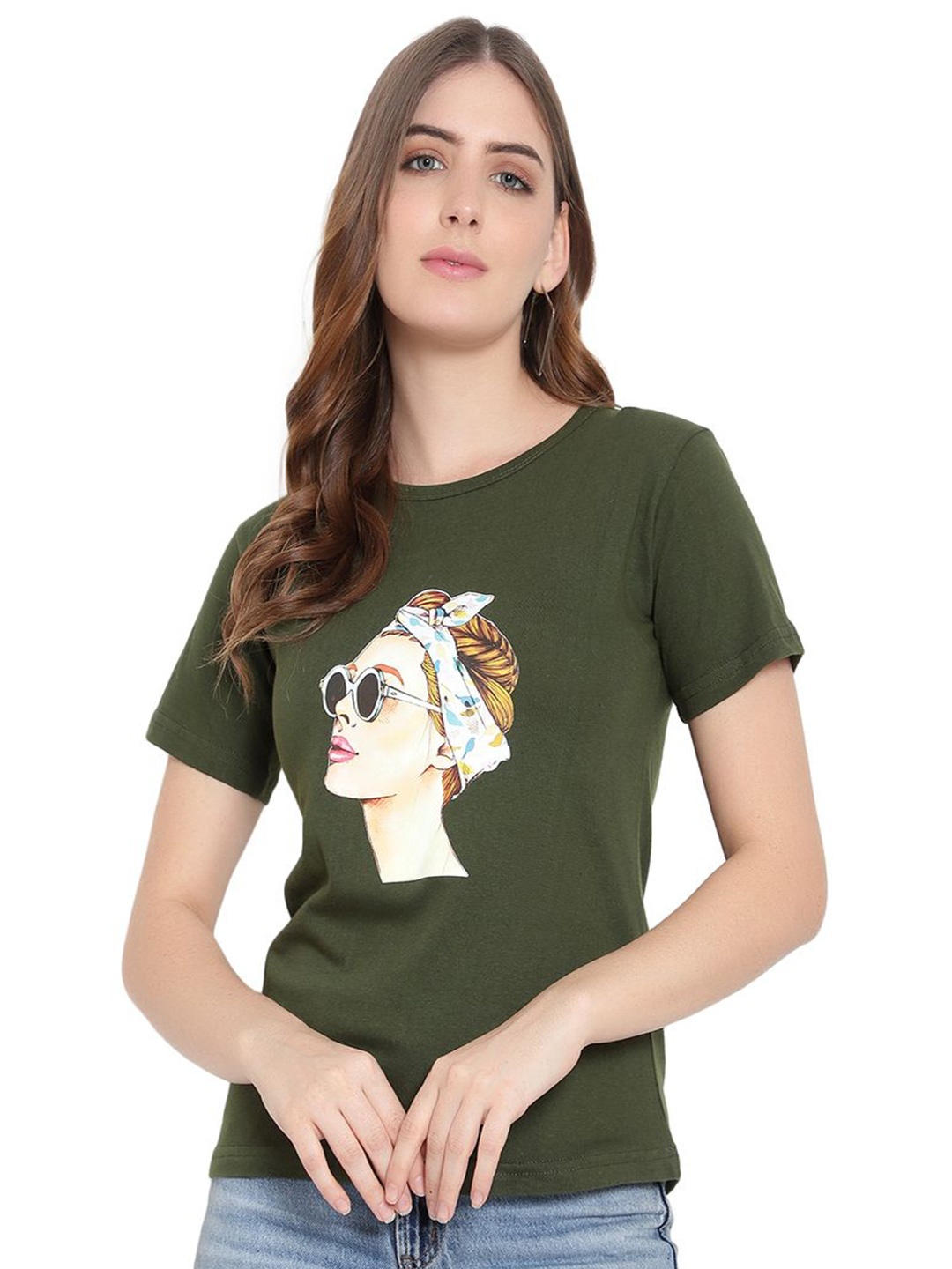 

DEEPMAYRA COLLECTION Print Cotton Top, Olive