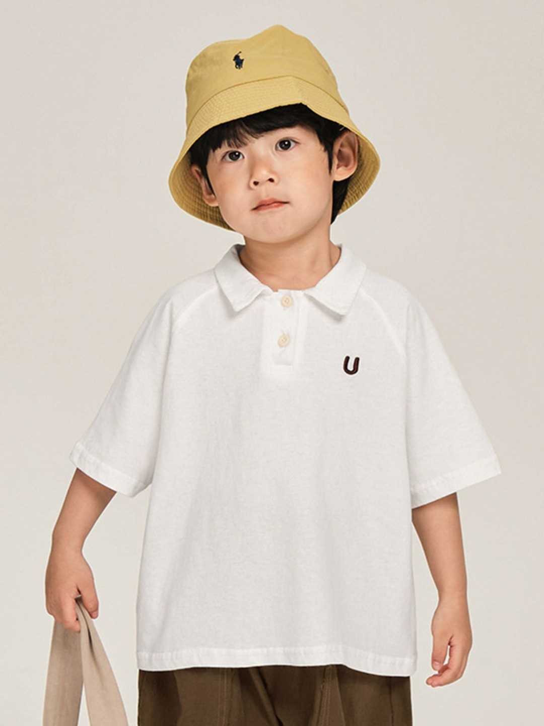 

LULU & SKY Boys Polo Collar Applique T-shirt, White