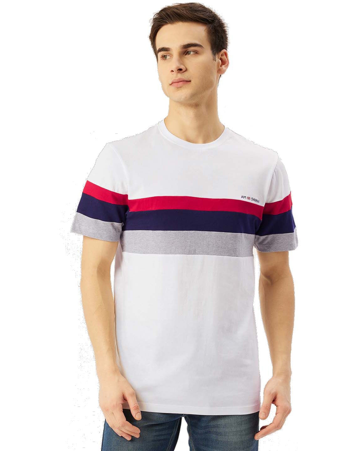

AMSWAN Men Printed Applique T-shirt, White