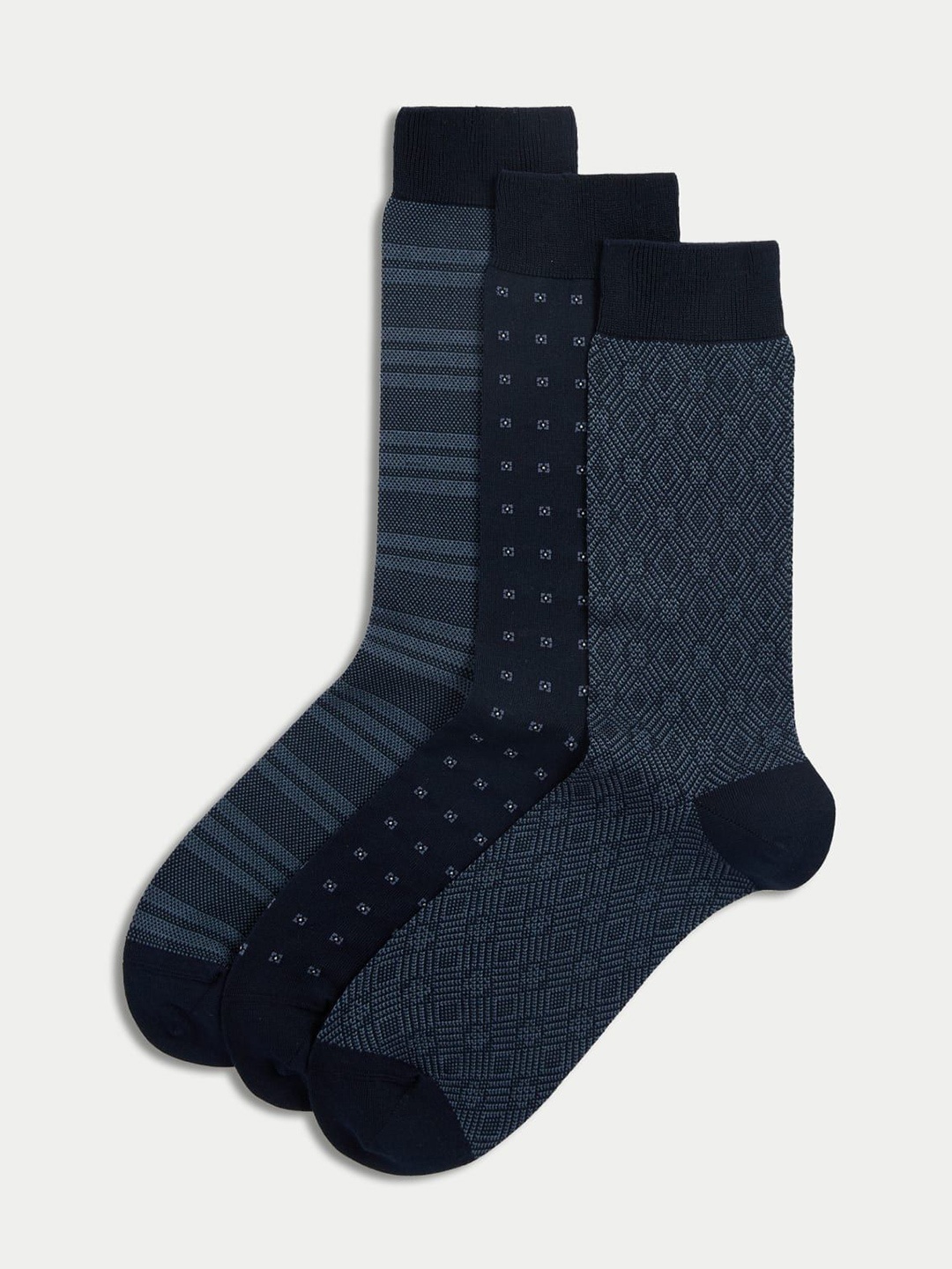 

Marks & Spencer Men Pack Of 3 Assorted Cotton Ankle Length Socks