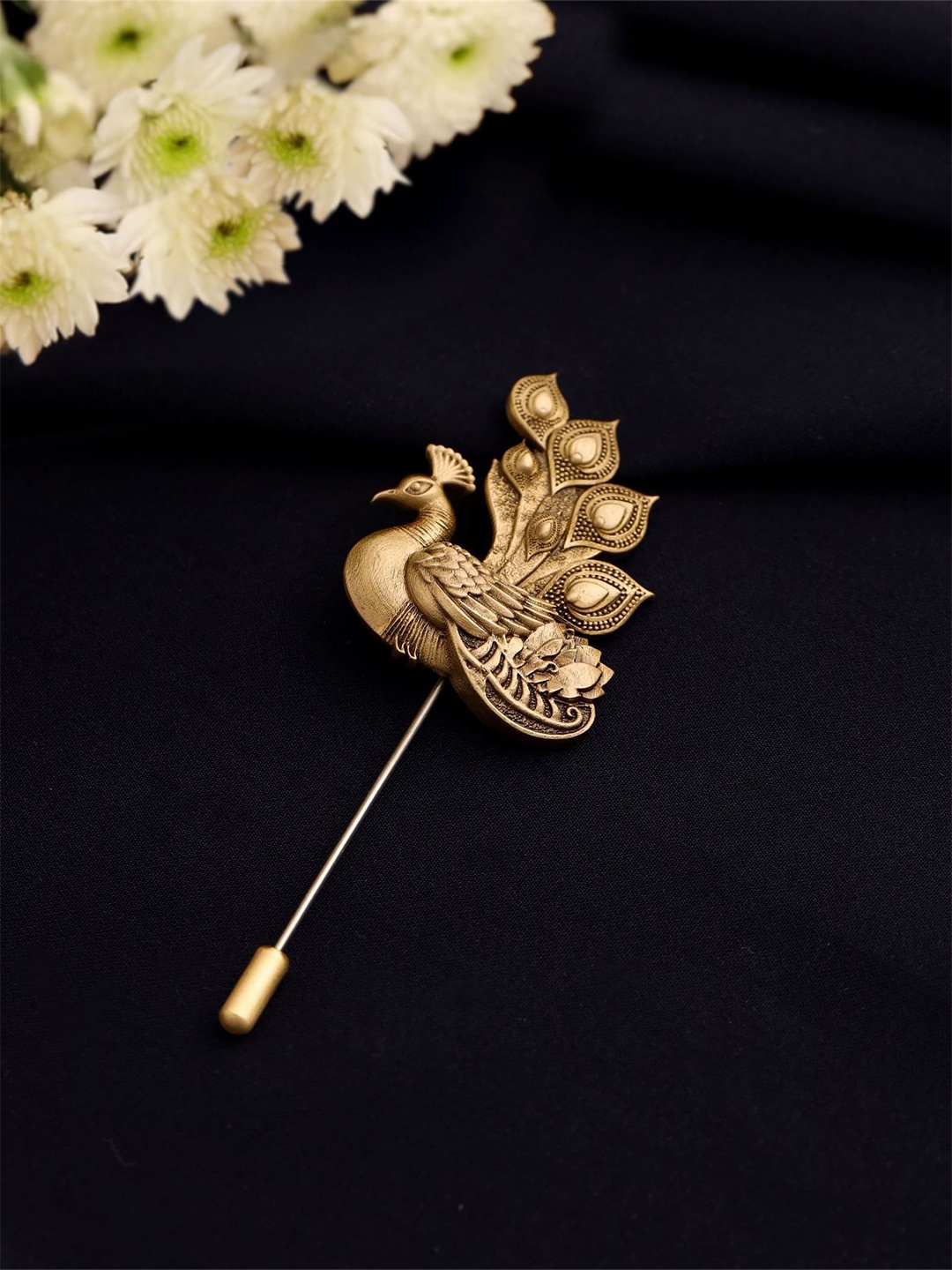 

COSA NOSTRAA Men Eternal Flame Peacock Pin Brooch, Gold