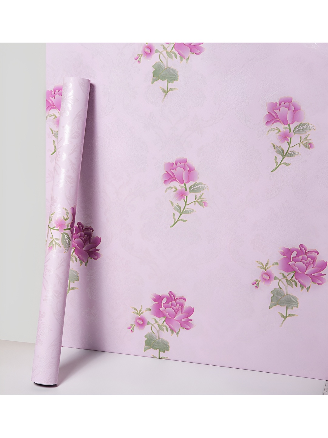 

ANNA CREATIONS Pink & Green Floral Printed Self-Adhesive Wallpaper