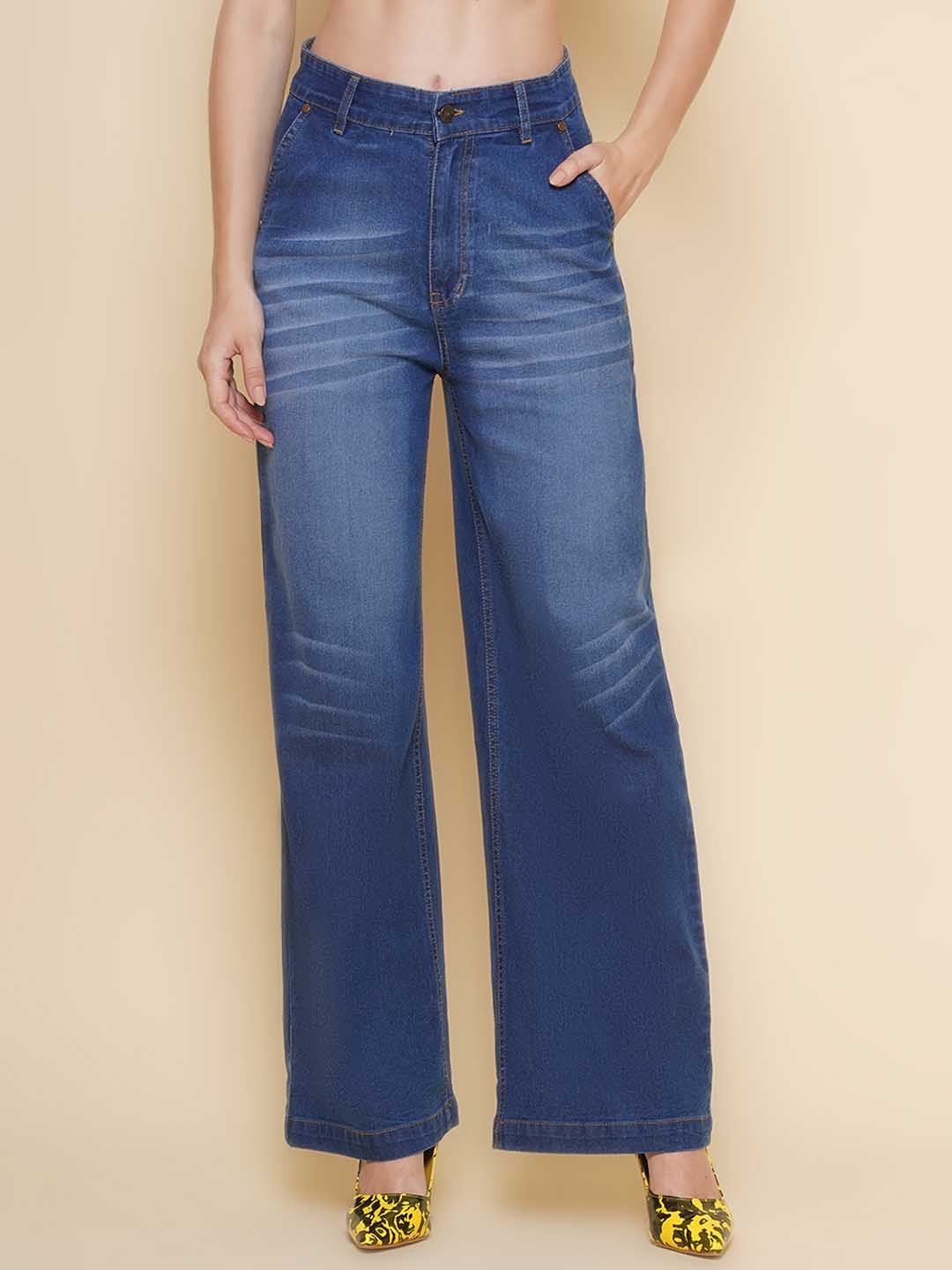 

PUELLA Women Straight Fit High-Rise Light Fade Stretchable Jeans, Blue