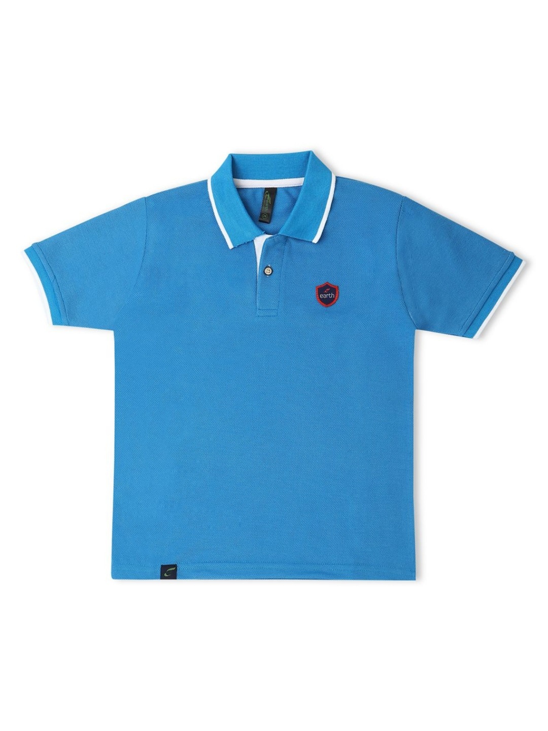 

earth conscious Boys Polo Collar Pure Cotton Applique T-shirt, Blue