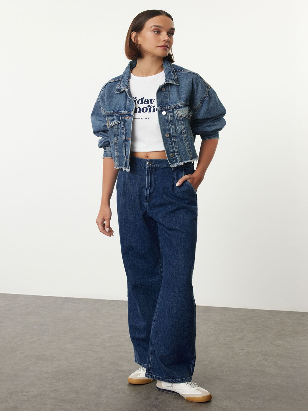 

Trendyol Koyu Mavi Women Regular Fit Jeans, Blue