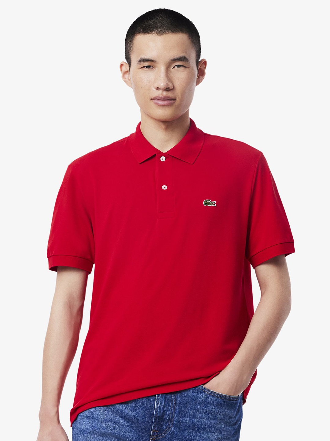 

Lacoste Men Polo Collar Applique T-shirt, Red