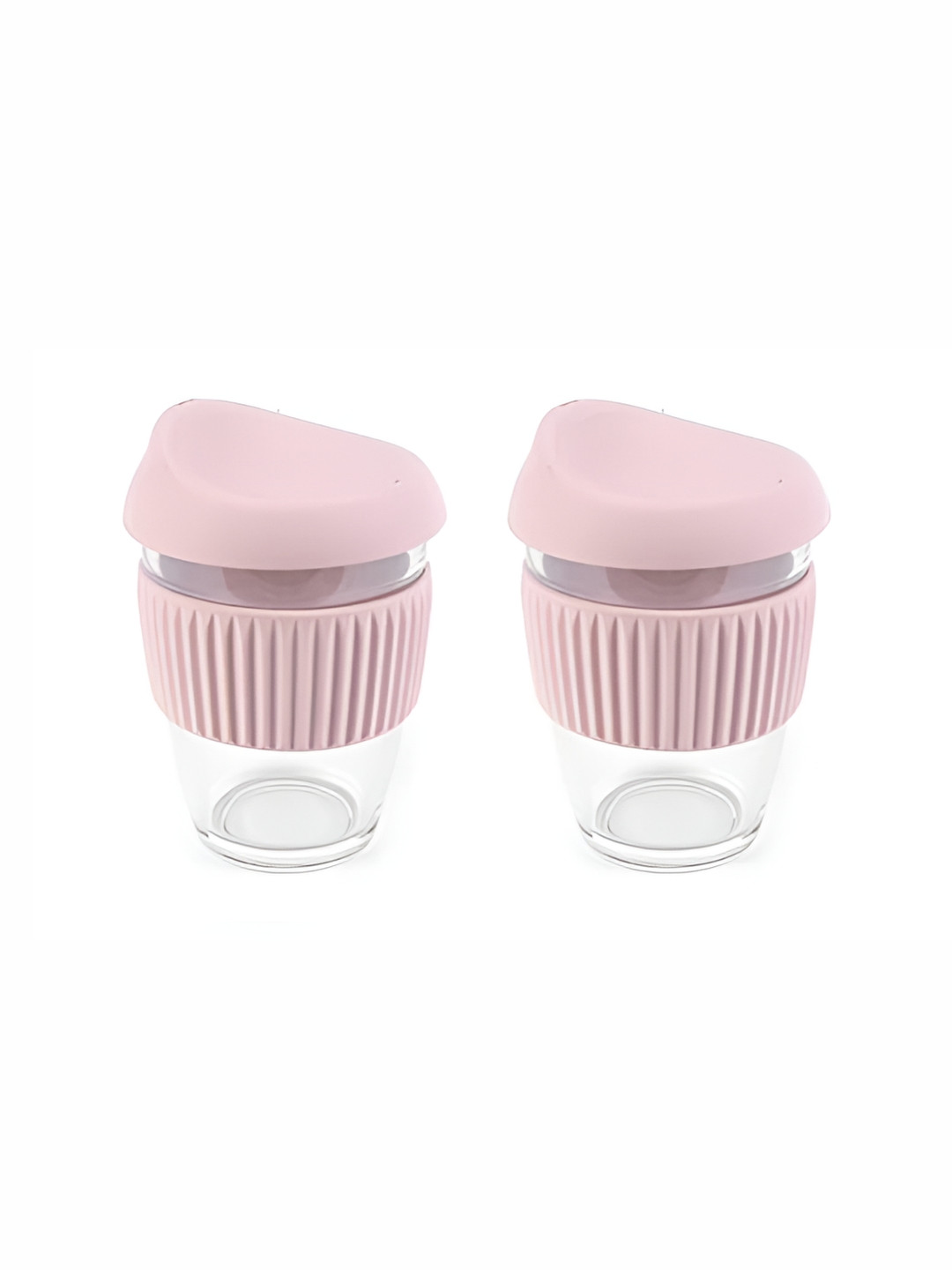 

We3 Pink & Transparent 2 Pieces Glass Matte Cups 300ml Each