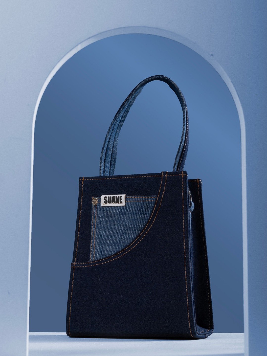 

Suave Bags Jean Ginnie Bucket Denim Handheld Bag, Navy blue