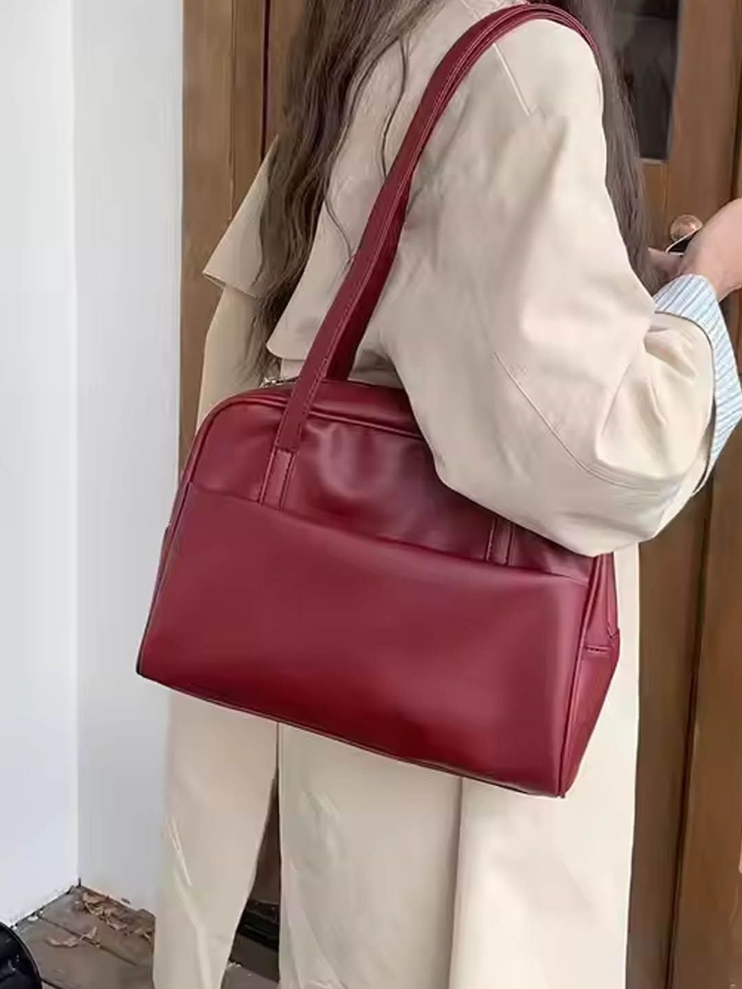 

StyleCast Structured Handheld Bag with Bow Detail, Maroon